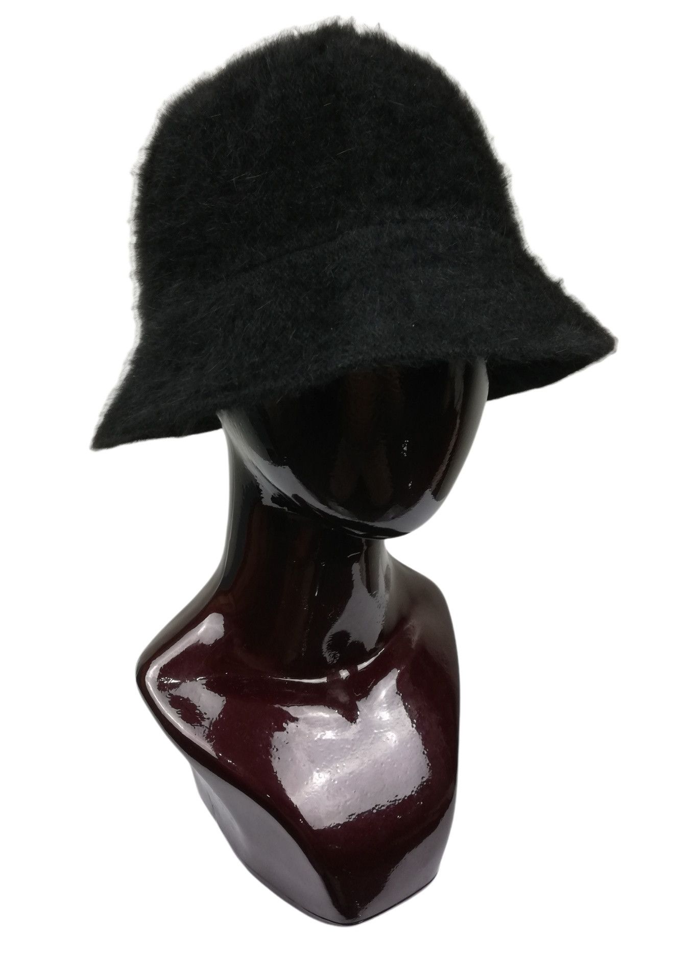 Designer 🔥Azuh Black Furgora Genuine Angora Rabbit Fur Bucket Hat Size ONE SIZE - 8 Thumbnail