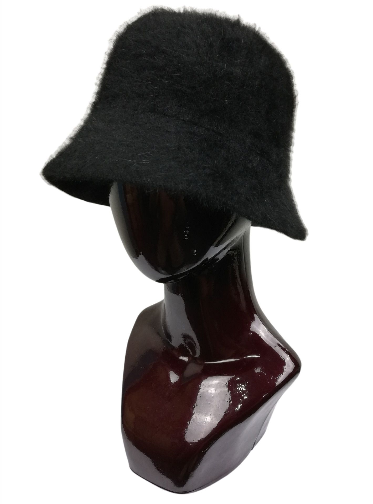 Designer 🔥Azuh Black Furgora Genuine Angora Rabbit Fur Bucket Hat Size ONE SIZE - 2 Thumbnail