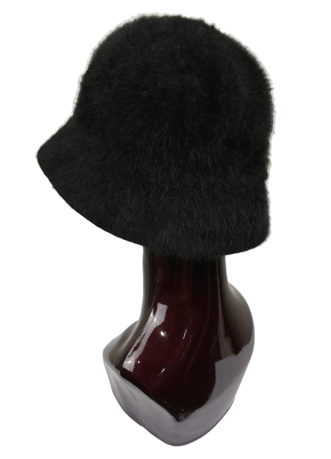 Designer 🔥Azuh Black Furgora Genuine Angora Rabbit Fur Bucket Hat Size ONE SIZE - 4 Thumbnail
