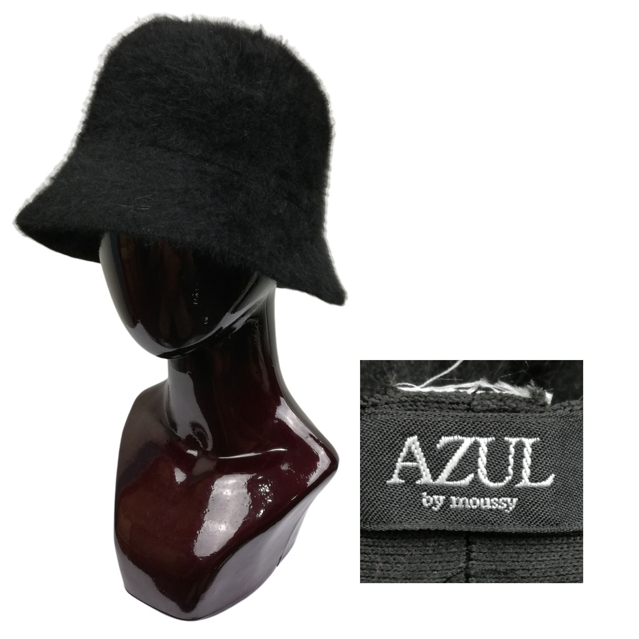 Designer 🔥Azuh Black Furgora Genuine Angora Rabbit Fur Bucket Hat Size ONE SIZE - 1 Thumbnail