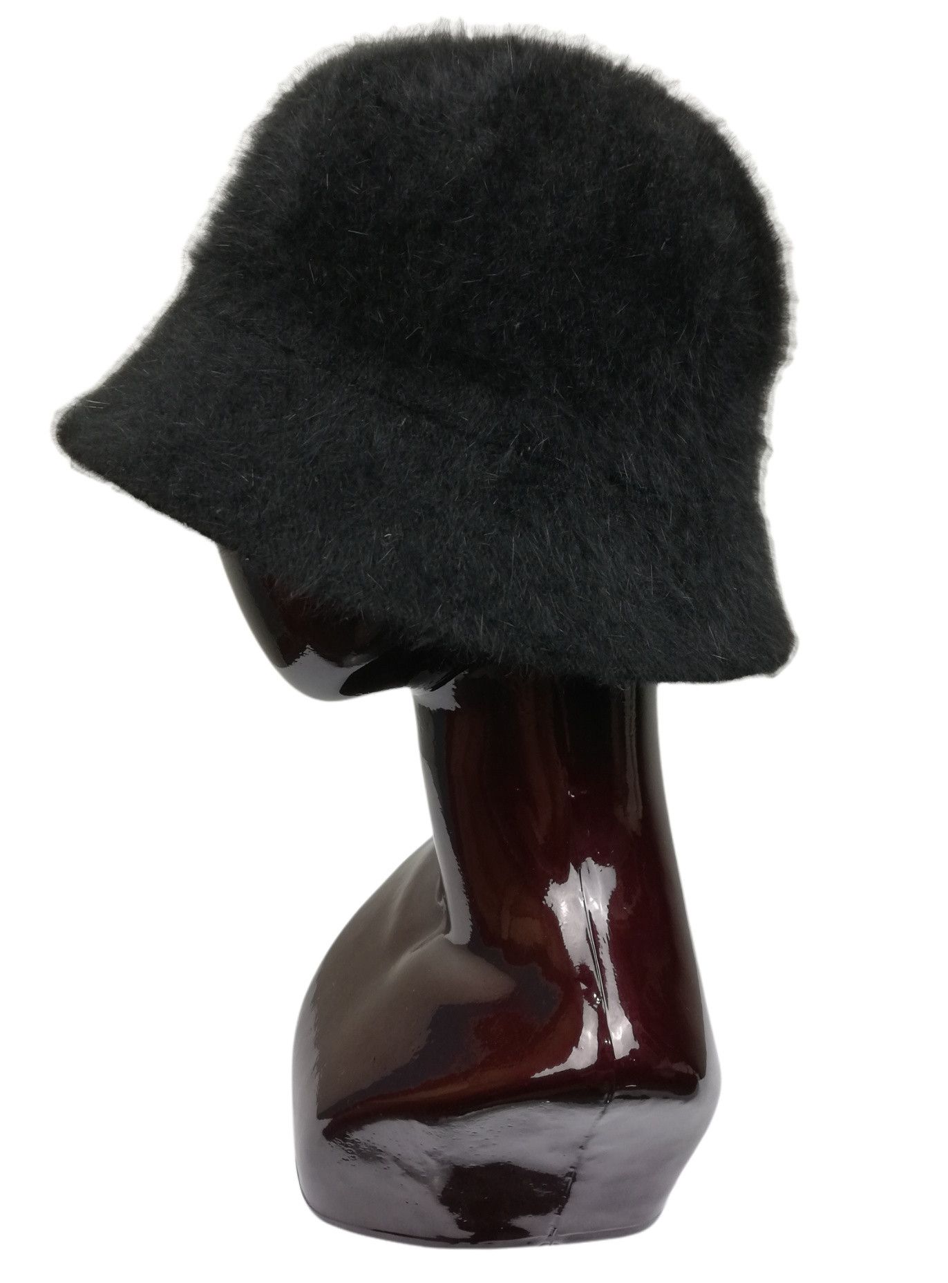 Designer 🔥Azuh Black Furgora Genuine Angora Rabbit Fur Bucket Hat Size ONE SIZE - 3 Thumbnail