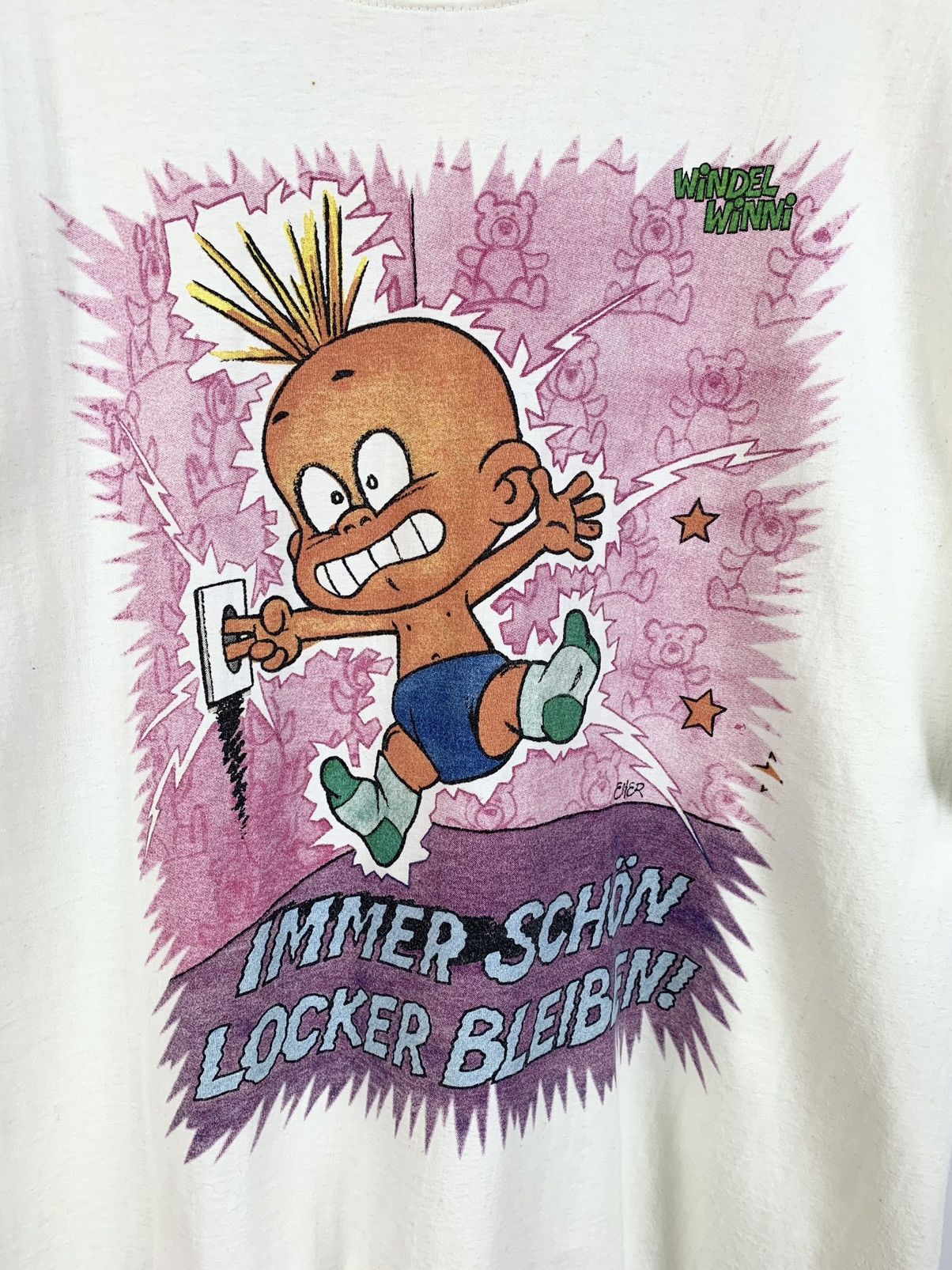 Vintage 90s Vintage Windel Winni Immer Schön Locker Bleiben T-Shirt Size US L / EU 52-54 / 3 - 3 Thumbnail