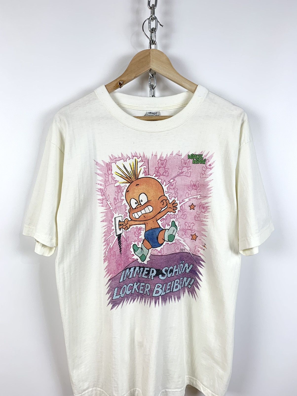 Vintage 90s Vintage Windel Winni Immer Schön Locker Bleiben T-Shirt Size US L / EU 52-54 / 3 - 2 Thumbnail