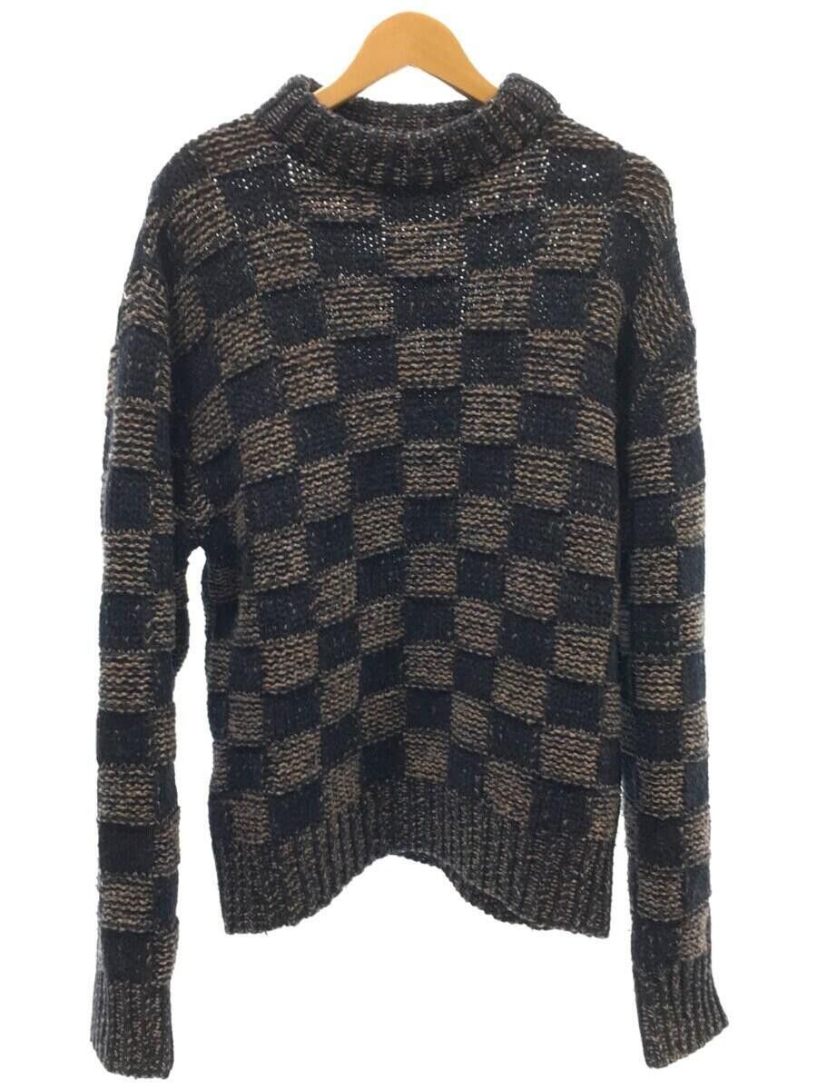 image of Marni Aw19 Thick Checked Wool Knit Sweater in Navy, Men's (Size Small)