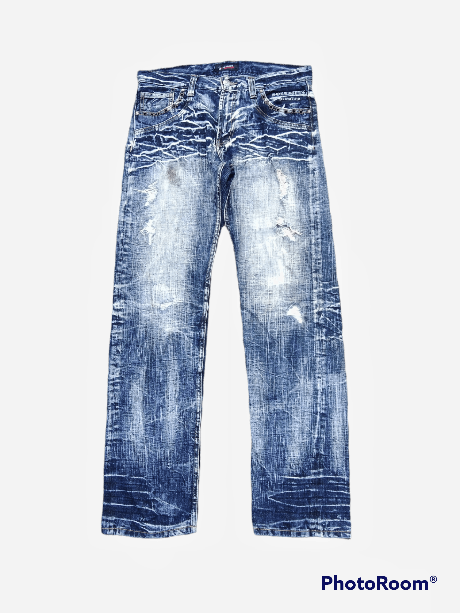 image of Distressed Denim x Hysteric Glamour Super Sickdistressed Sorriderre Denim Pants in Blue Distressed 