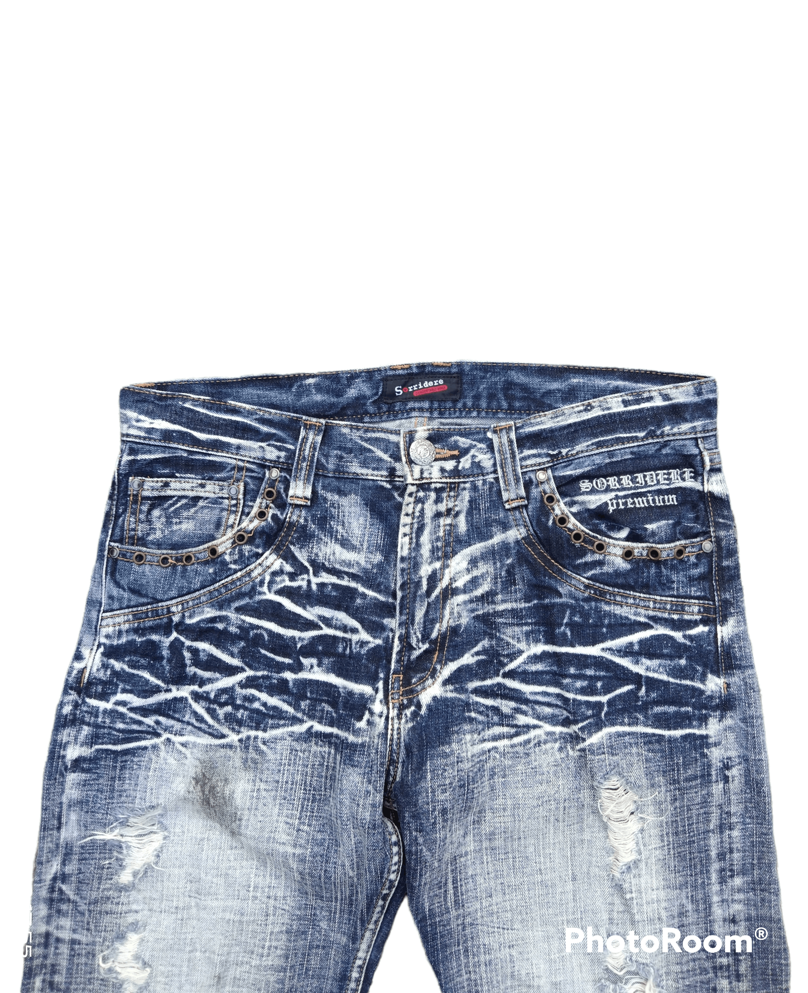 Japanese Brand SUPER SICK⚡⚡⚡DISTRESSED SORRIDERRE DENIM PANTS Size US 33 - 3 Thumbnail
