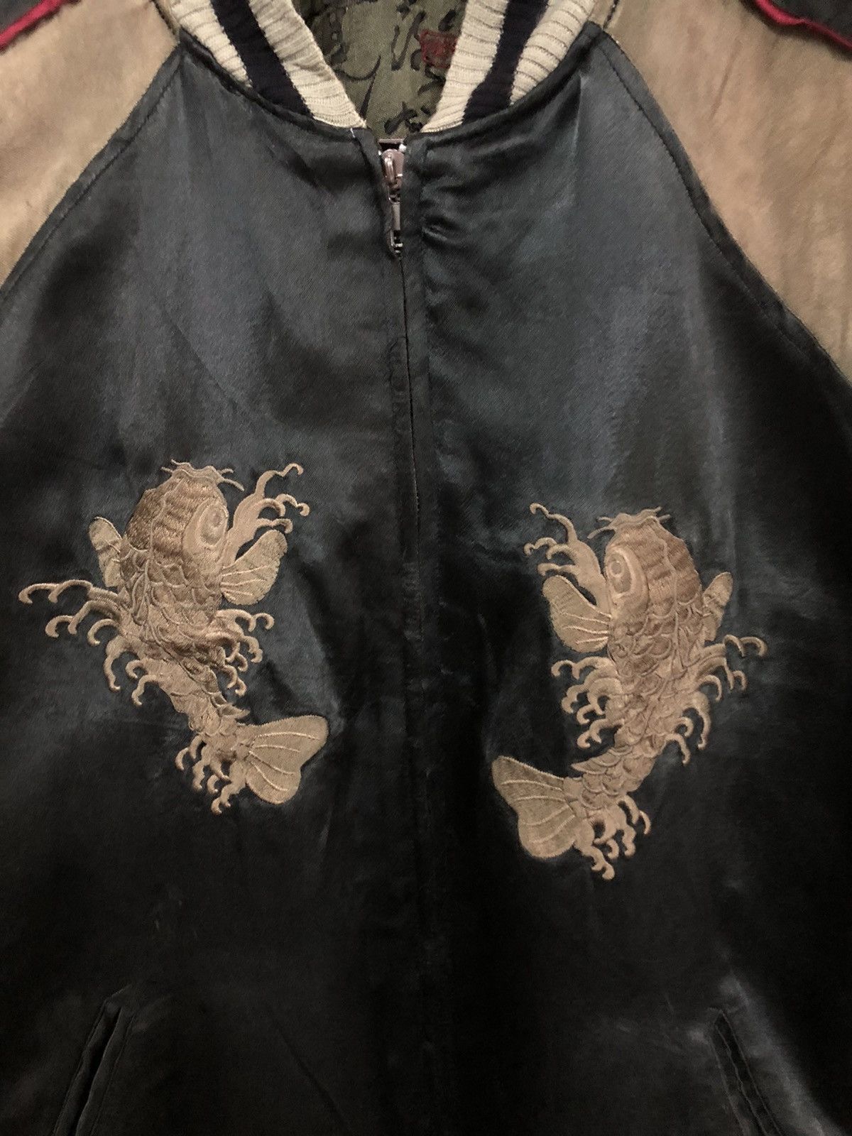 Japanese Brand Sukajan Fish Koi Riversible Embroidery Japan Satin Jacket Size US M / EU 48-50 / 2 - 5 Thumbnail