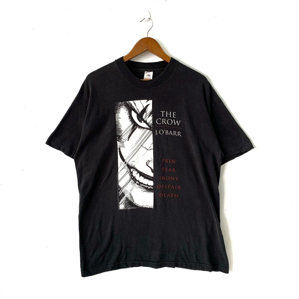 image of Comics x Movie Vintage 90's The Crow James O’Barr Horror Movie T Shirt in Black, Men's (Size XL)