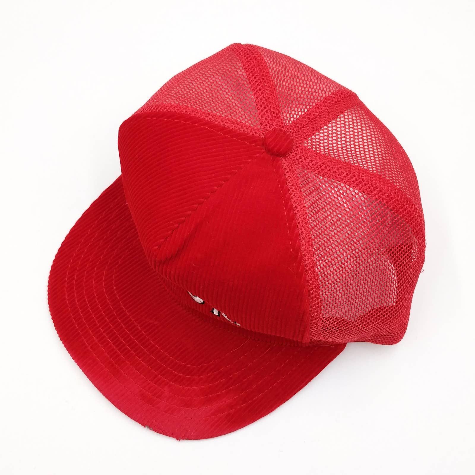 Vintage Vintage Leon Corduroy Snapback Trucker Hat Mesh Spellout Size ONE SIZE - 4 Thumbnail