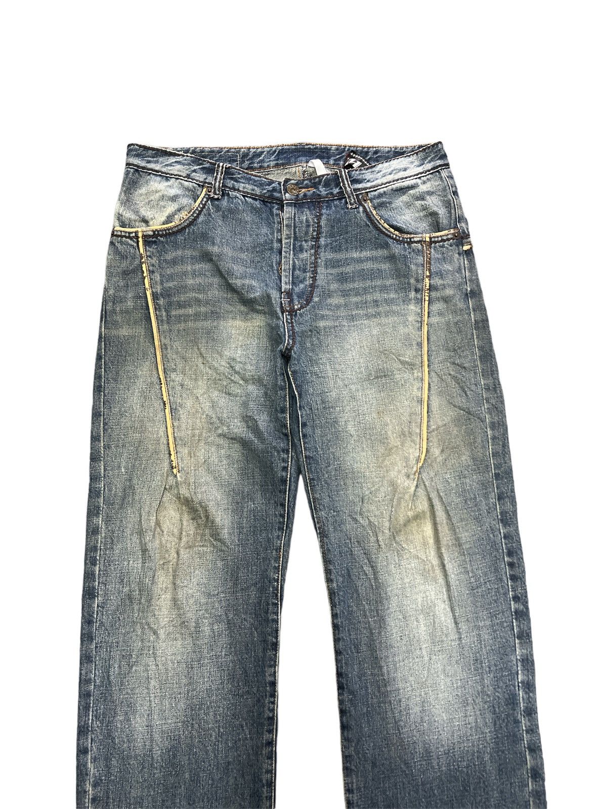 Japanese Brand SICK💥DISTRESSED DENIM UNDERGROUND STYLE DENIM PANT Size US 32 / EU 48 - 2 Thumbnail