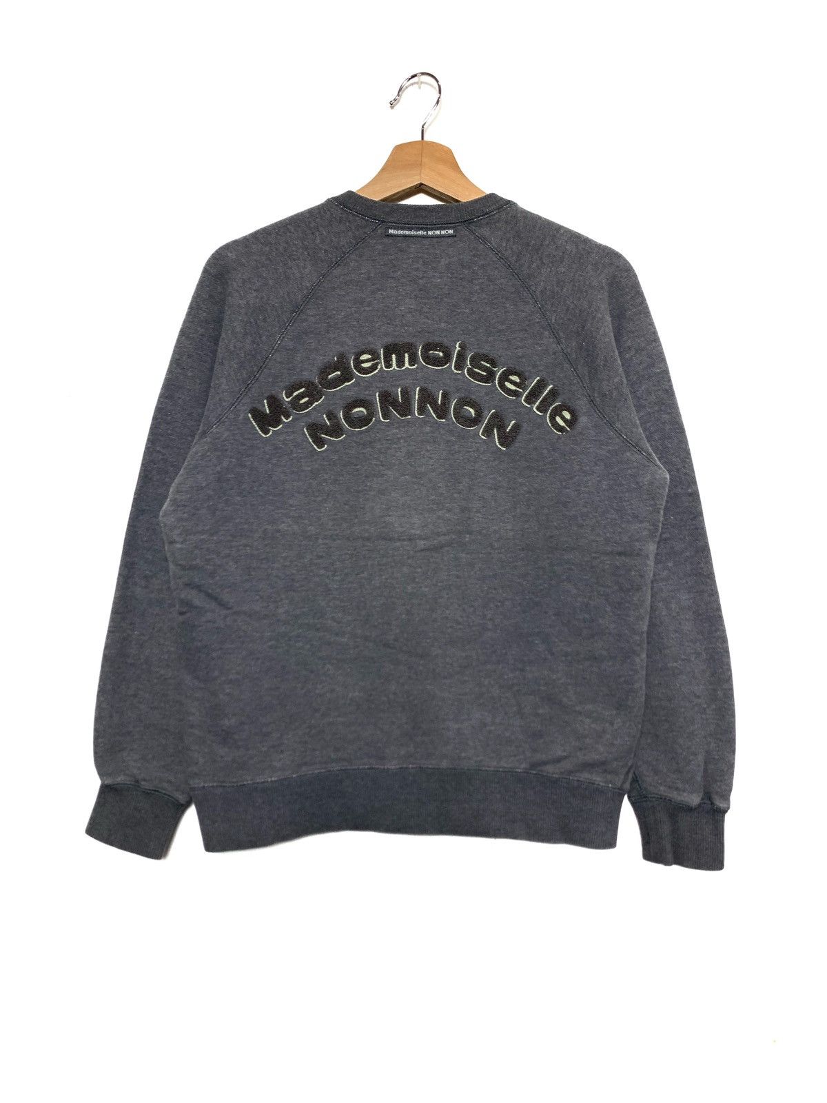 image of Mademoiselle Non Non Spellout Embroidered Crewneck in Grey, Men's (Size Small)