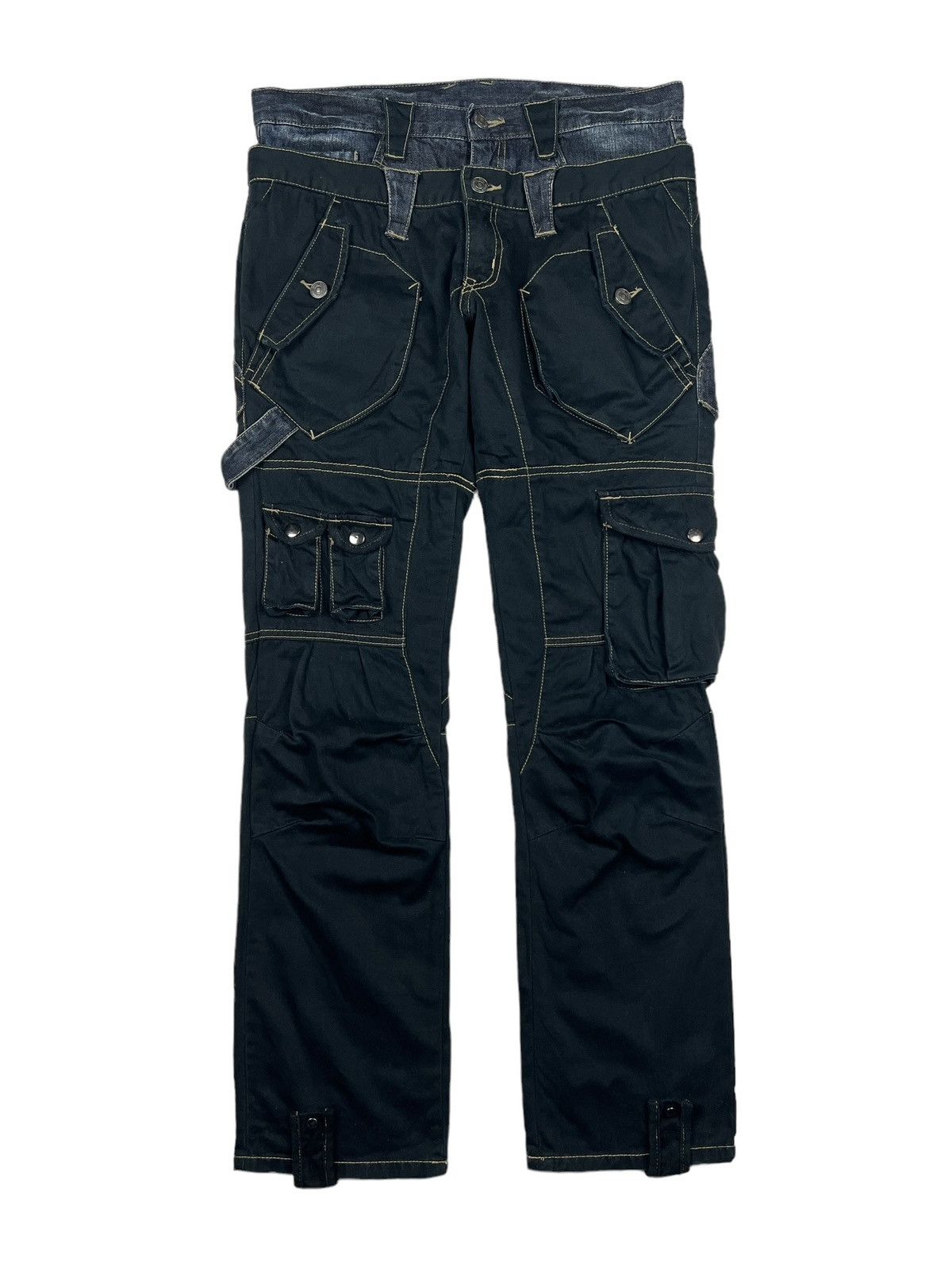 image of Beauty Beast x Ppfm Double Waist Hybrid Utility Cargo Pants in Black/Denim, Men's (Size 33)