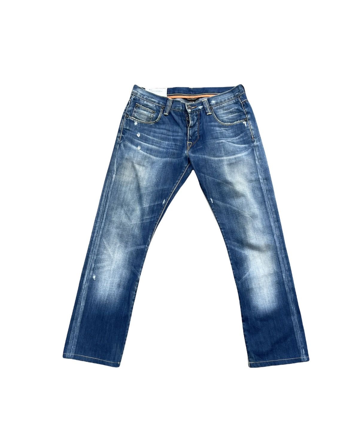 image of Napajiri Georgraphic Aging Distressed Denim in Blue, Men's (Size 33)