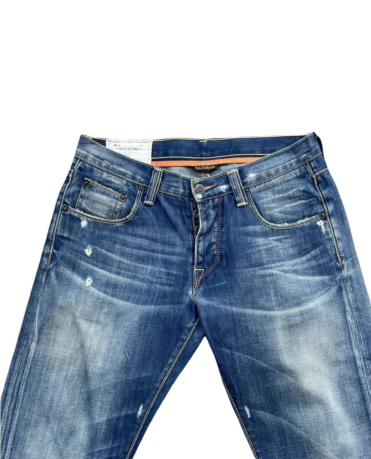 Designer Napajiri Georgraphic Aging Distressed Denim Size US 33 - 5 Thumbnail