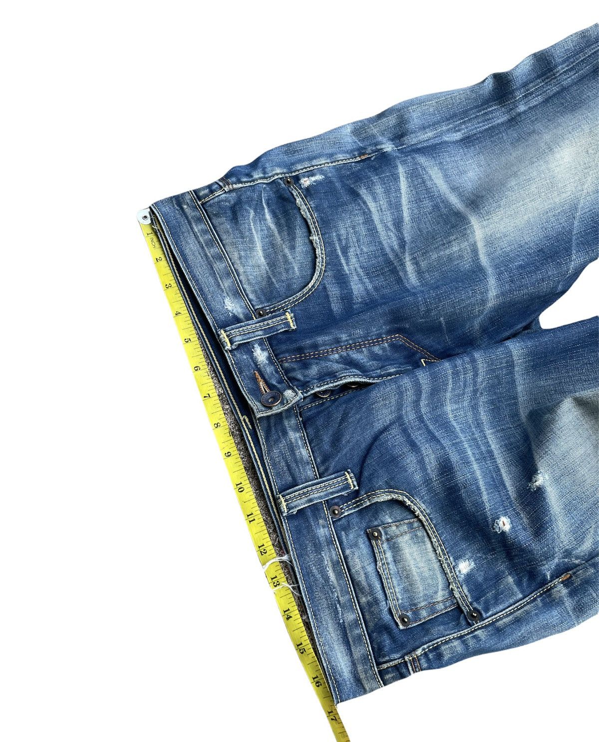 Designer Napajiri Georgraphic Aging Distressed Denim Size US 33 - 2 Thumbnail