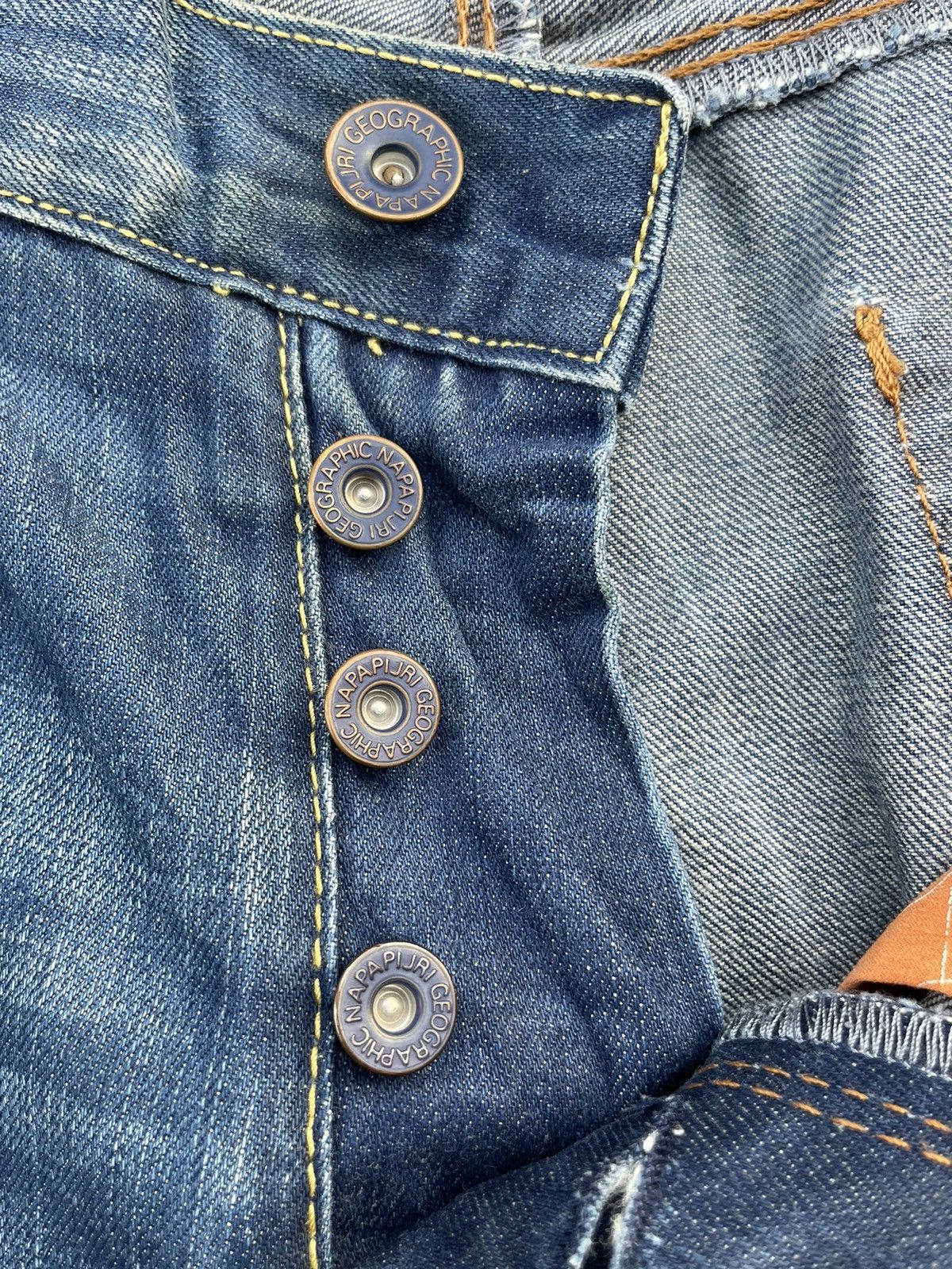 Designer Napajiri Georgraphic Aging Distressed Denim Size US 33 - 23 Thumbnail