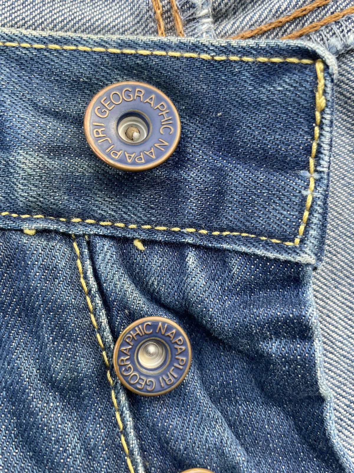 Designer Napajiri Georgraphic Aging Distressed Denim Size US 33 - 22 Thumbnail