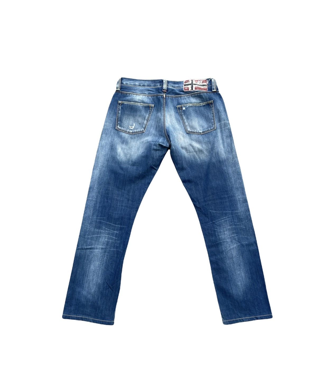 Designer Napajiri Georgraphic Aging Distressed Denim Size US 33 - 8 Thumbnail