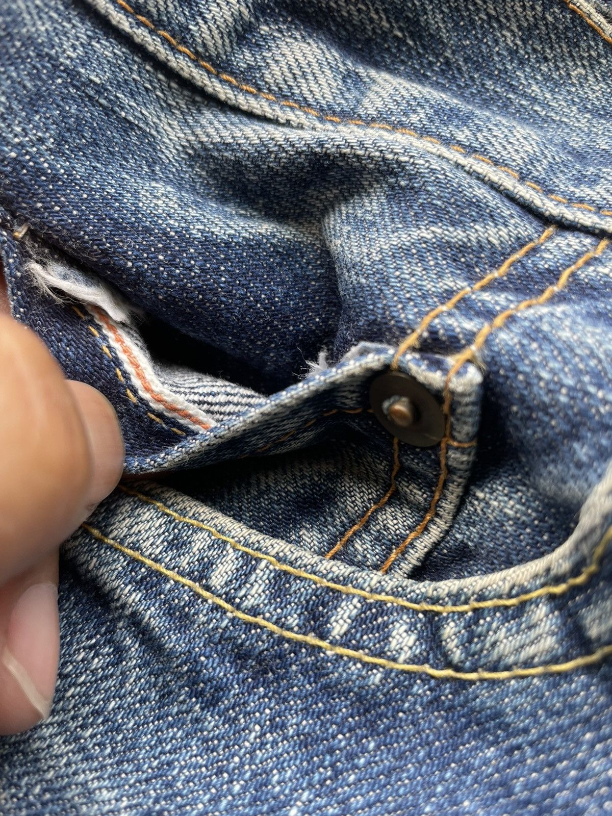 Japanese Brand Vintage Acoustic Redline Selvedge Denim Size US 28 / EU 44 - 12 Thumbnail