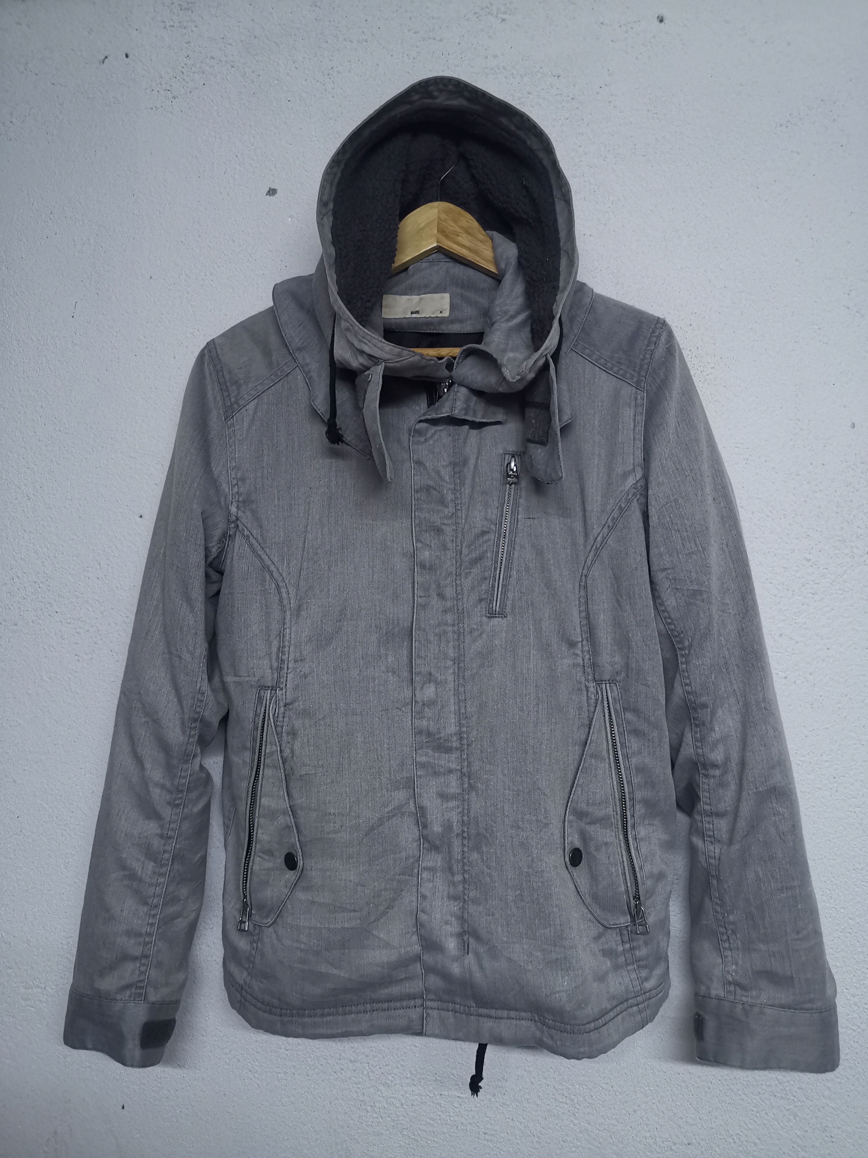 image of Hare Padded Detachable Hoodie Jackets in Grey, Men's (Size Medium)