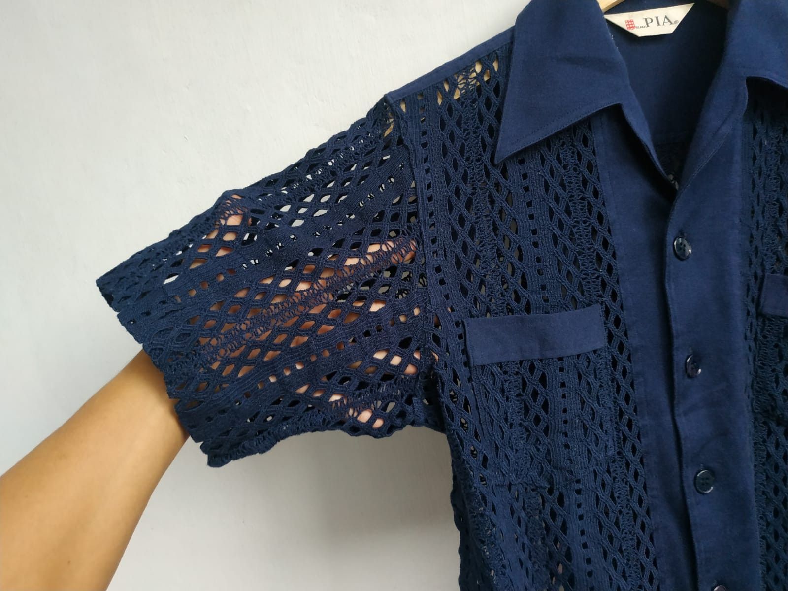 Japanese Brand 90'S Black Pia Mesh Shirt Size US S / EU 44-46 / 1 - 4 Thumbnail