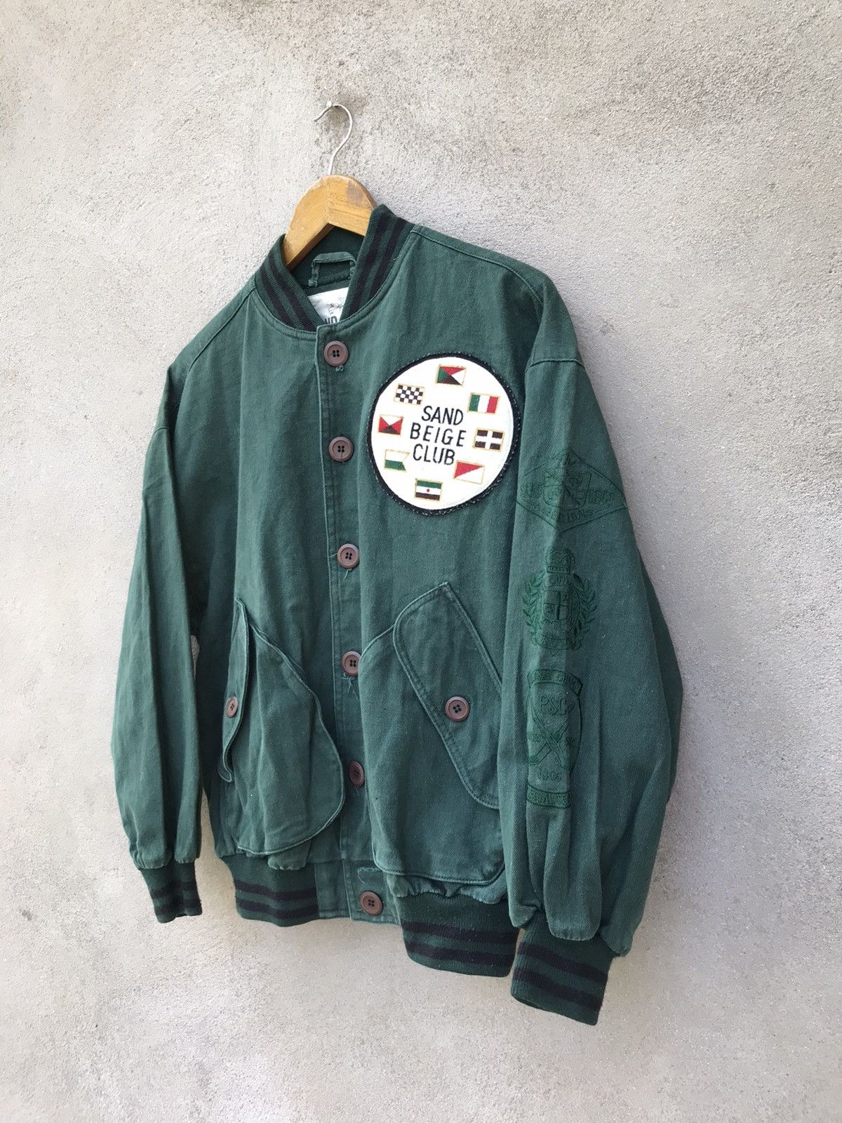 Japanese Brand SAND BEIGE CLUB VARSITY JACKET Size US M / EU 48-50 / 2 - 4 Thumbnail