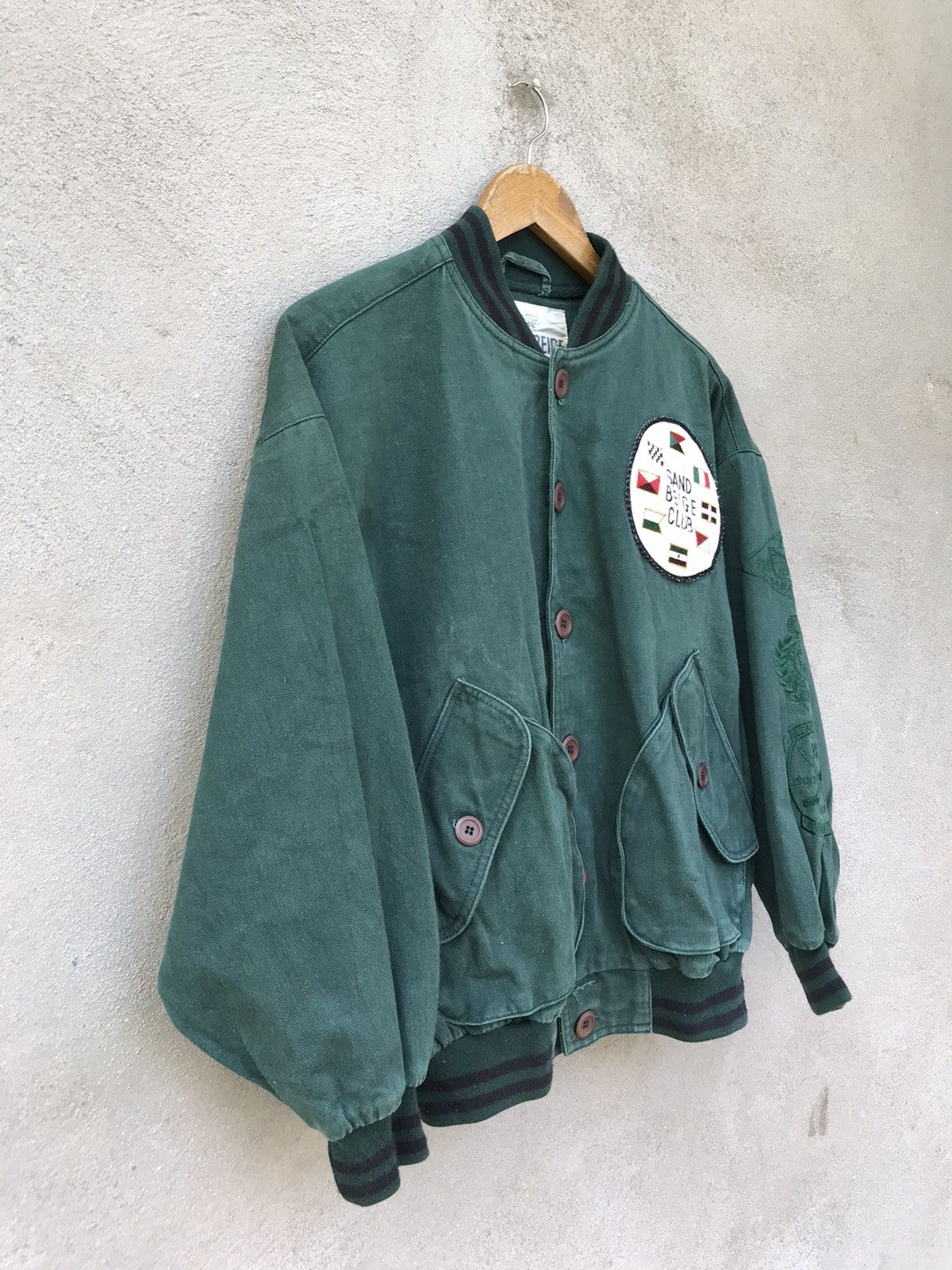 Japanese Brand SAND BEIGE CLUB VARSITY JACKET Size US M / EU 48-50 / 2 - 5 Thumbnail