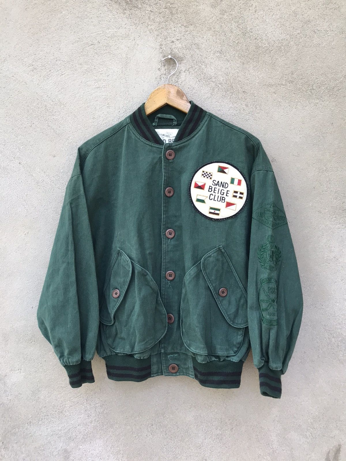 Japanese Brand SAND BEIGE CLUB VARSITY JACKET Size US M / EU 48-50 / 2 - 3 Thumbnail