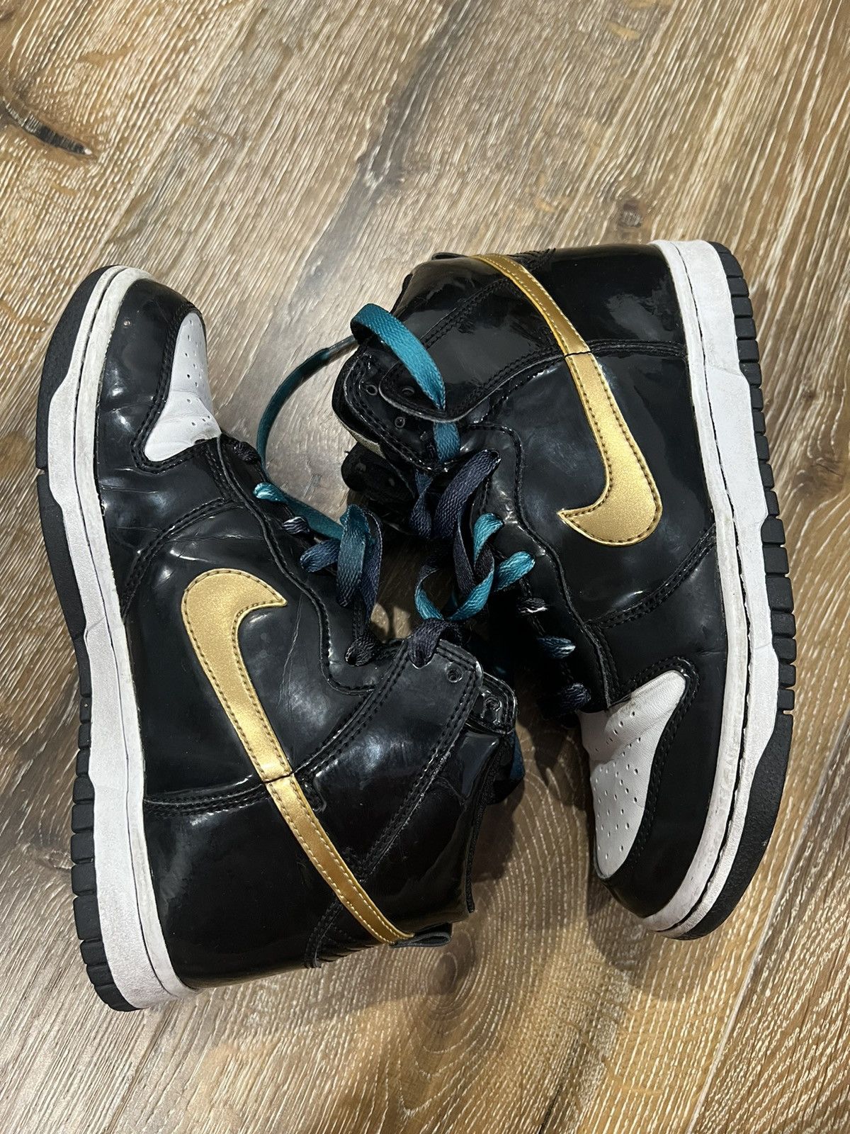 Nike Nike Dunk high GS black metallic gold Size US 6.5 / IT 36.5 - 3 Thumbnail