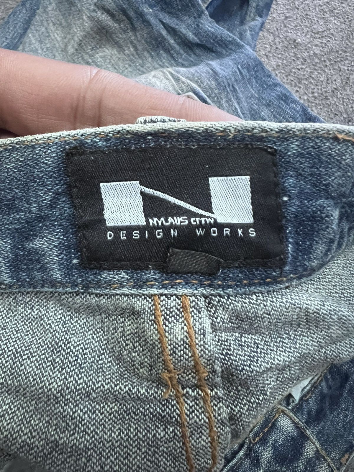 Japanese Brand × Vintage FLARED💥NYLAUS DESIGN WORK DISTRESSED DENIM PANT Size US 33 - 5 Thumbnail