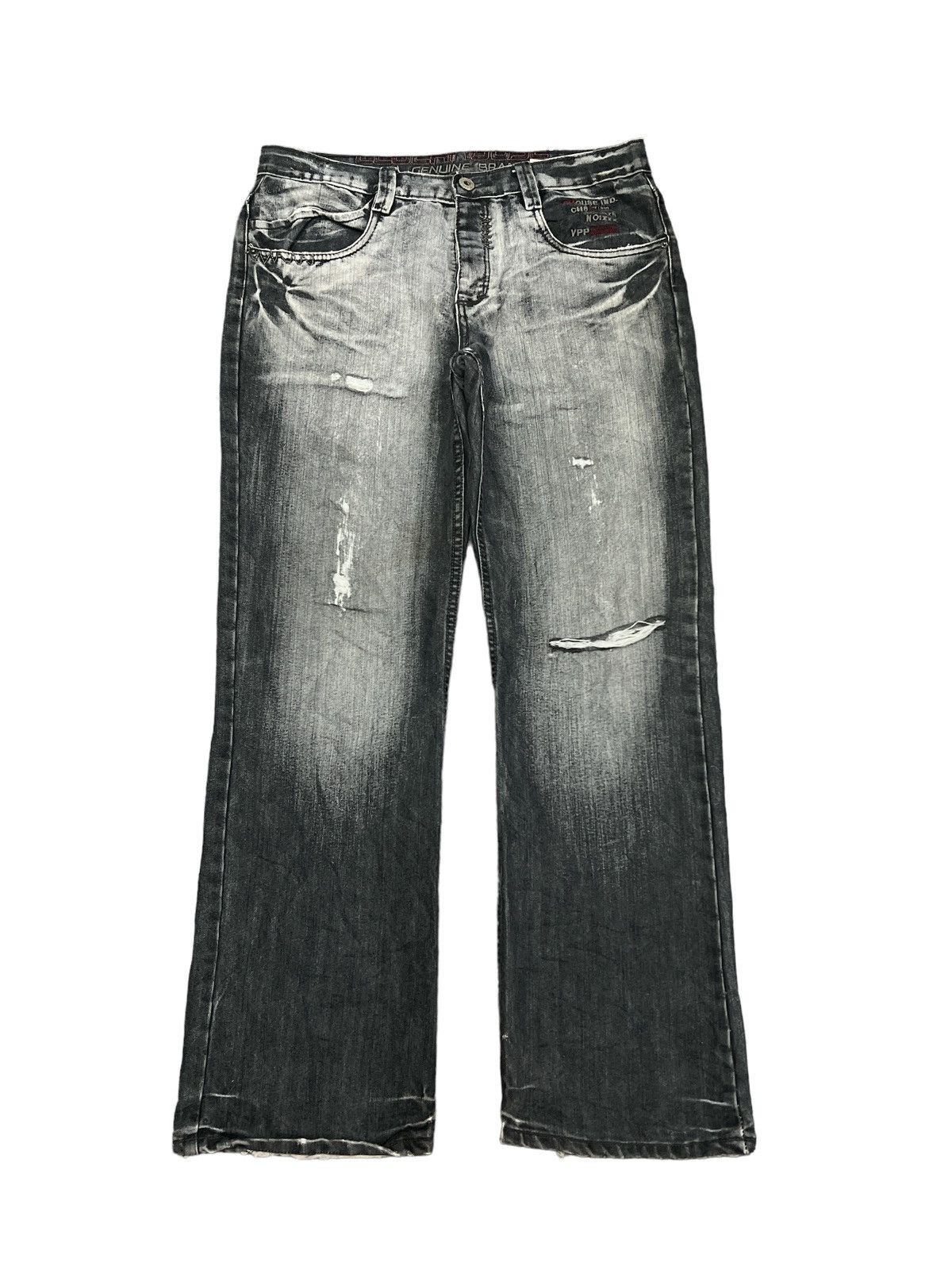 image of Avant Garde Baggythrashed Distressed Denim Pant in Grey, Men's (Size 34)