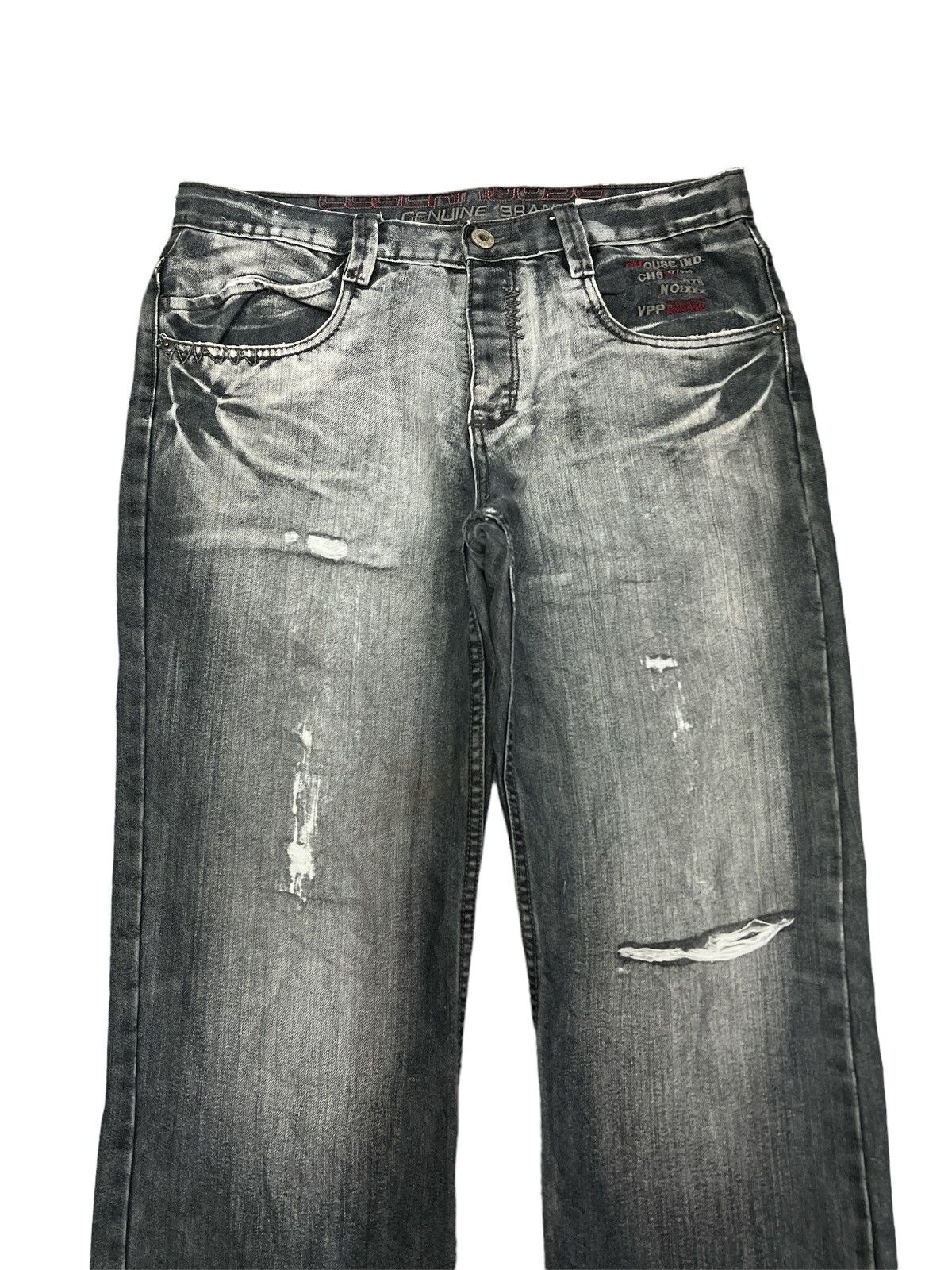 Japanese Brand BAGGY💥THRASHED DISTRESSED DENIM PANT Size US 34 / EU 50 - 2 Thumbnail
