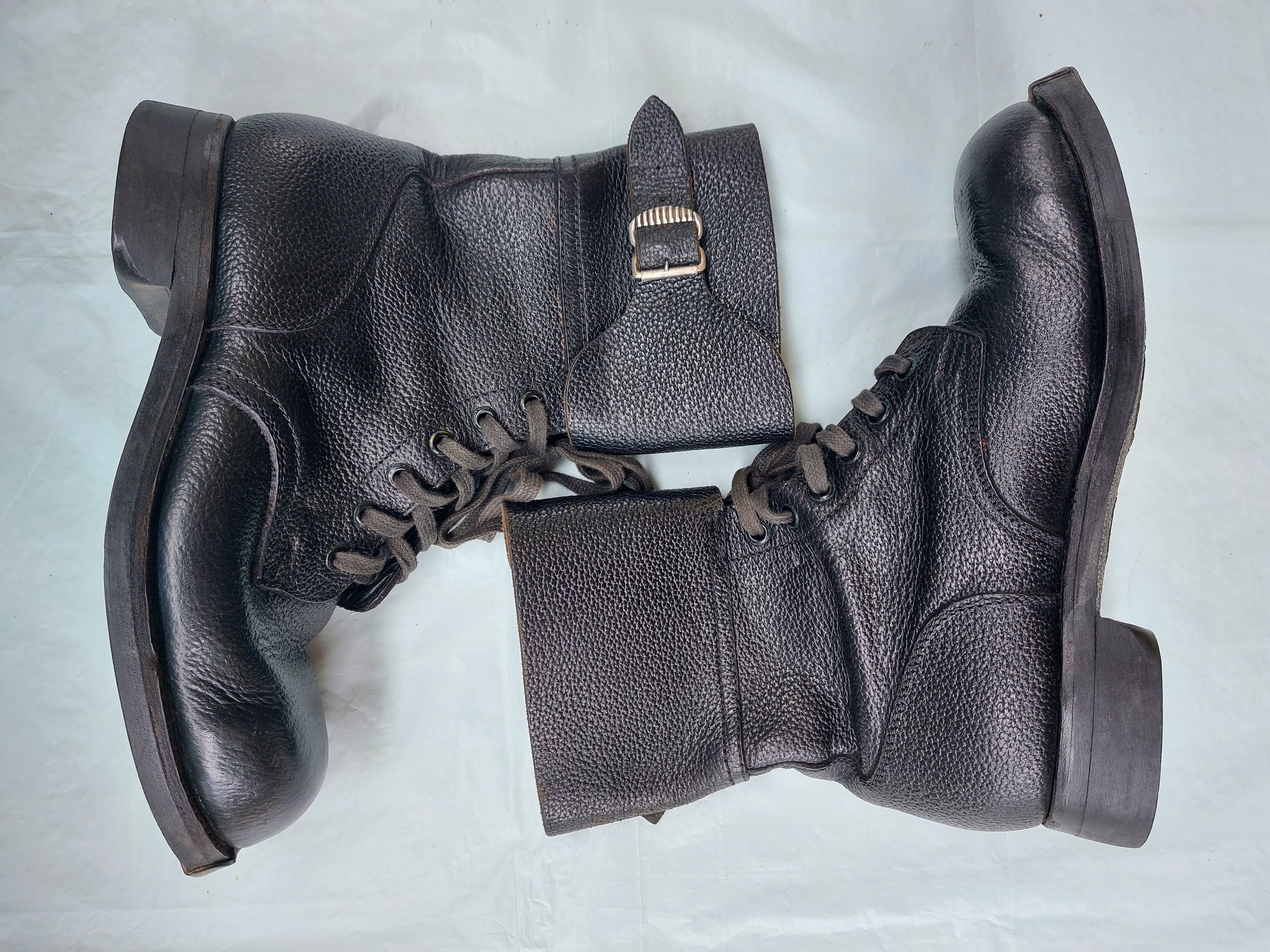 Pre-owned Leather X Vintage Vtg Indiana Workers Buckle Steel Toe Boots In Black