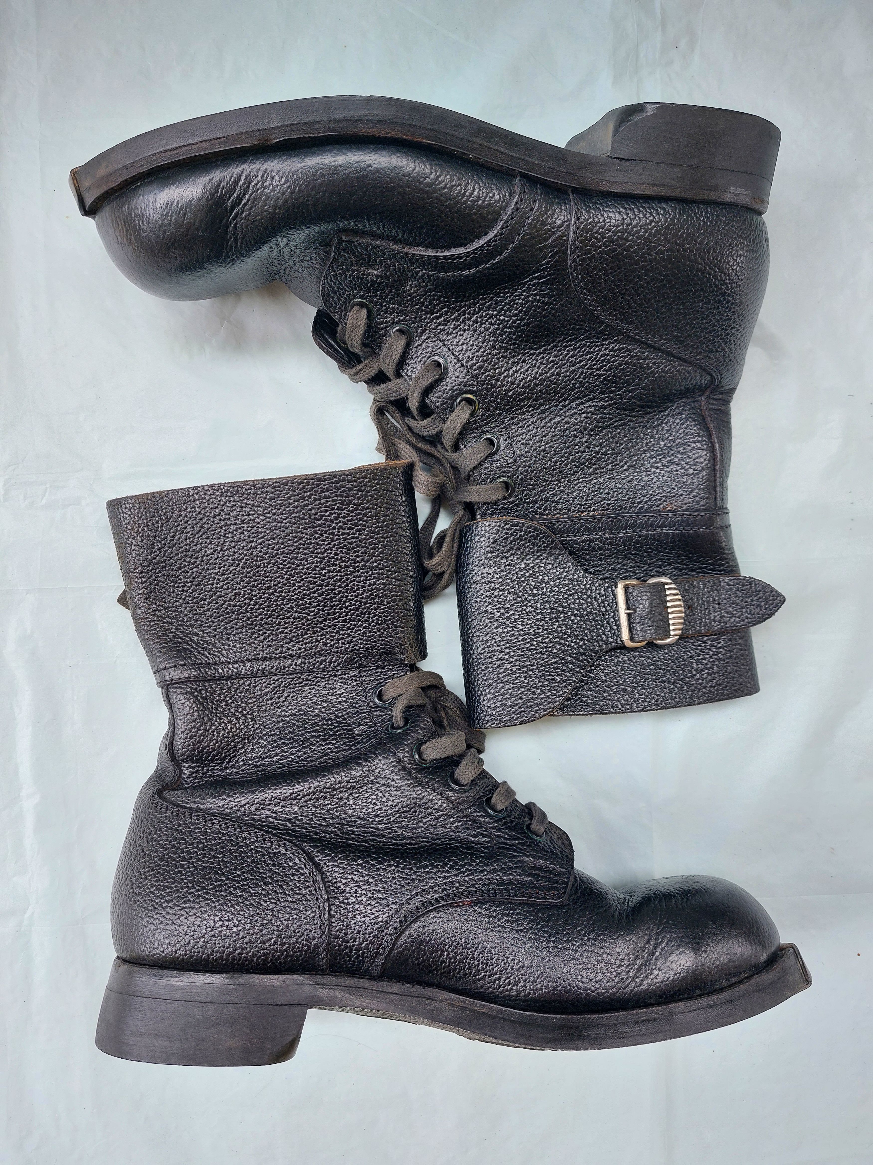 Pre-owned Leather X Vintage Vtg Indiana Workers Buckle Steel Toe Boots In Black