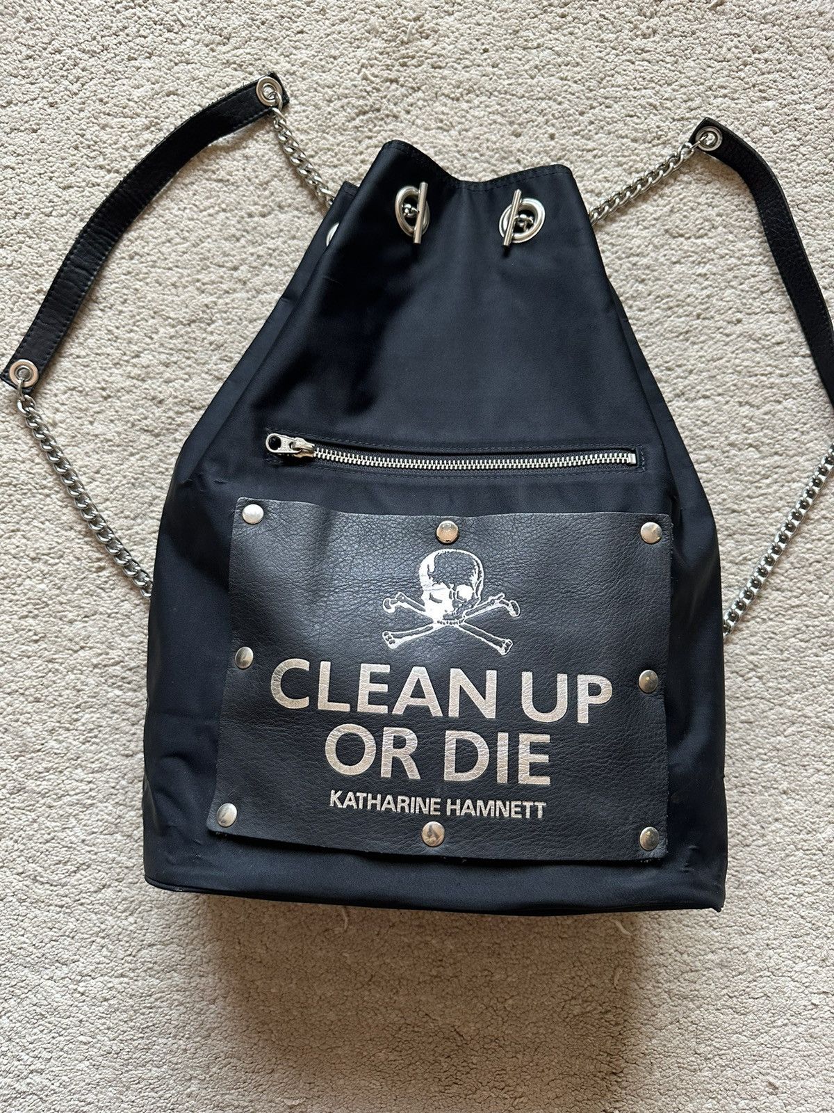 Katharine Hamnett London 2000s Katherine Hamnett Clean Up Or Die Chain Drawstring Bag Size ONE SIZE - 2 Thumbnail