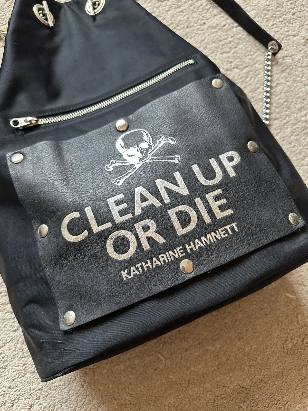 Katharine Hamnett London 2000s Katherine Hamnett Clean Up Or Die Chain Drawstring Bag Size ONE SIZE - 3 Thumbnail