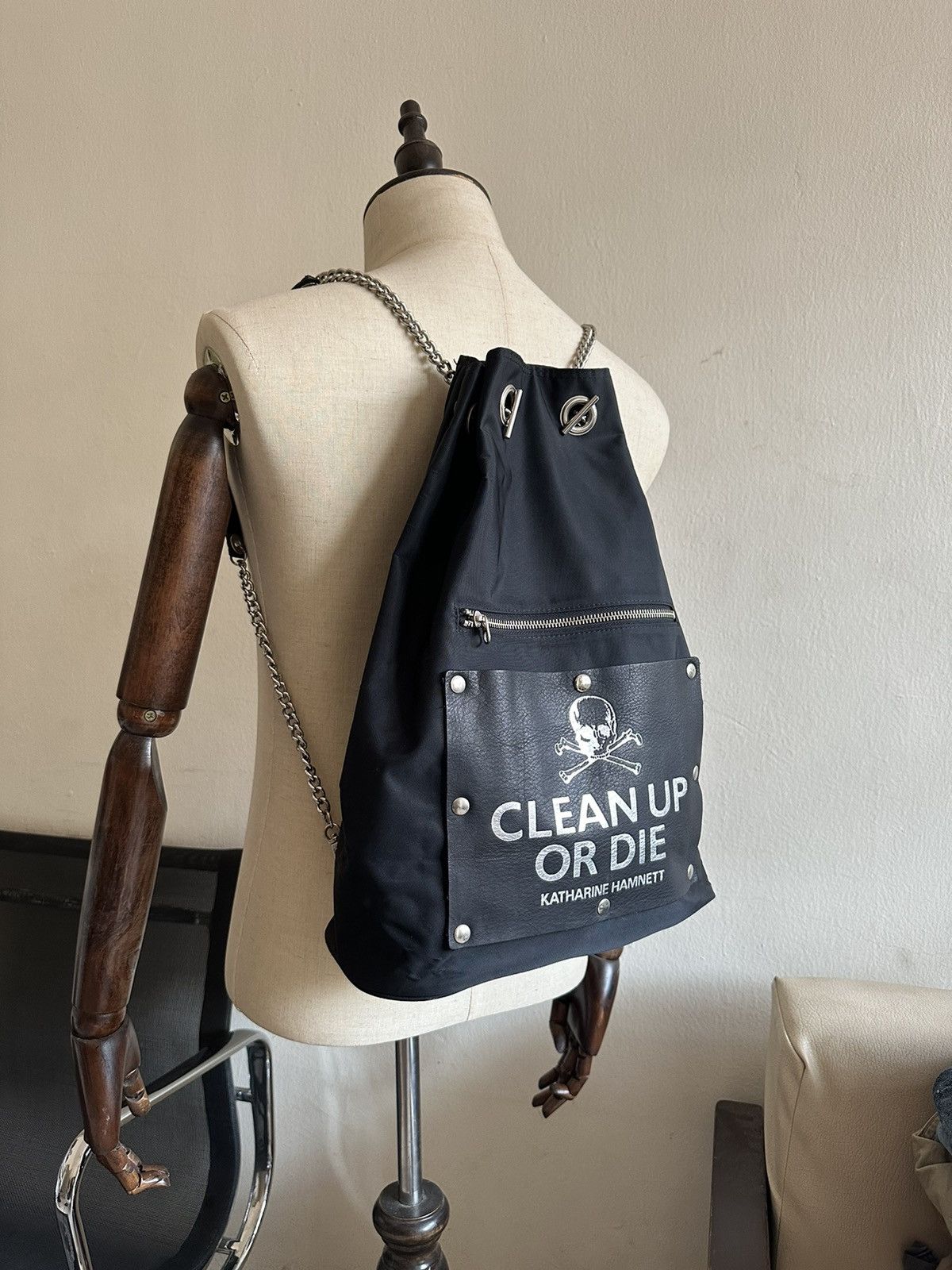 Katharine Hamnett London 2000s Katherine Hamnett Clean Up Or Die Chain Drawstring Bag Size ONE SIZE - 10 Thumbnail