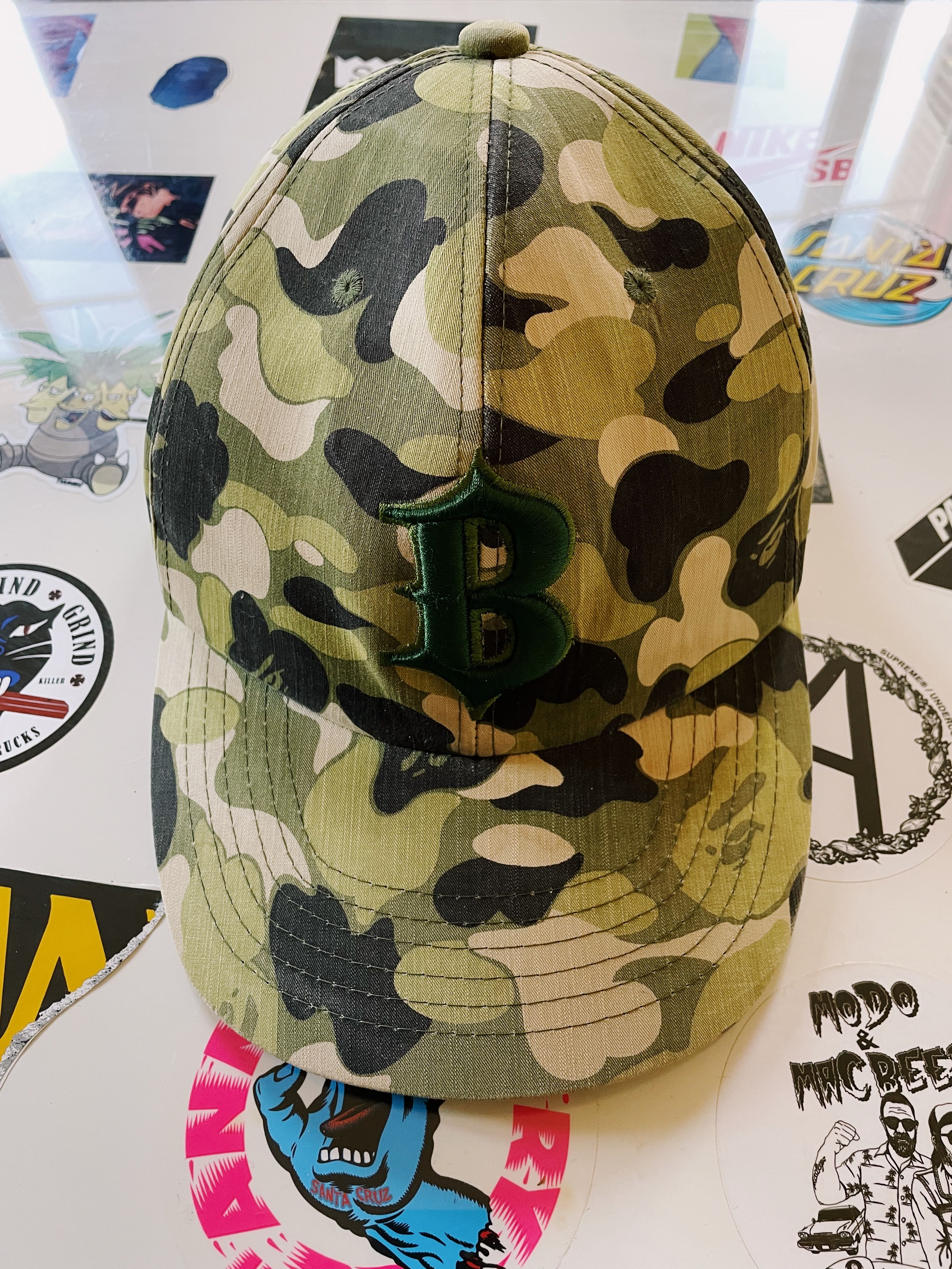 Pre-owned Bape X Vintage Y2k Bape A Bathing Ape Fitted Cap Camo Light Green In Light Green Camo