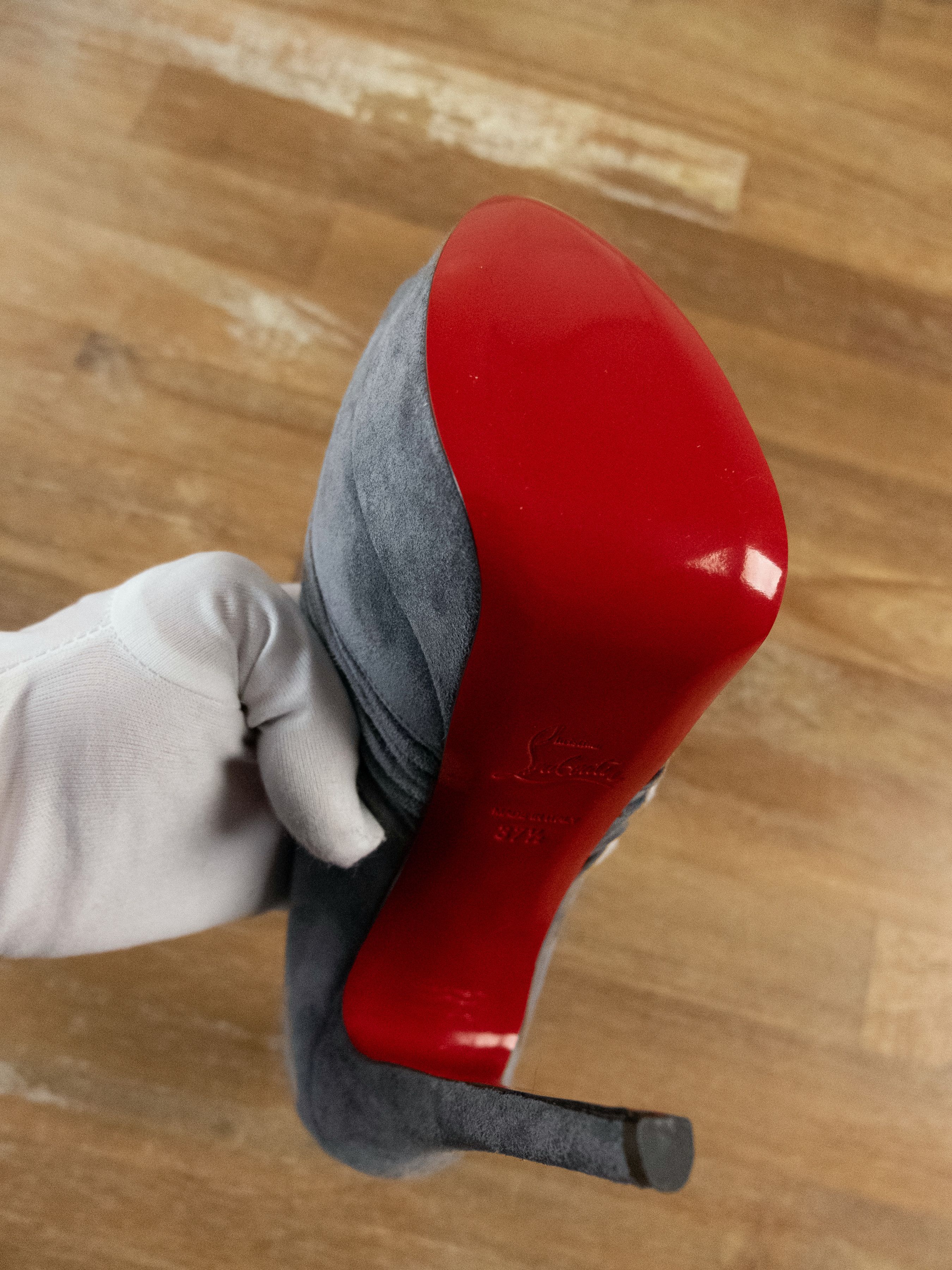 Christian Louboutin $945 CHRISTIAN LOUBOUTIN Drapadita gray suede platform pumps Size US 7.5 / IT 37.5 - 8 Thumbnail