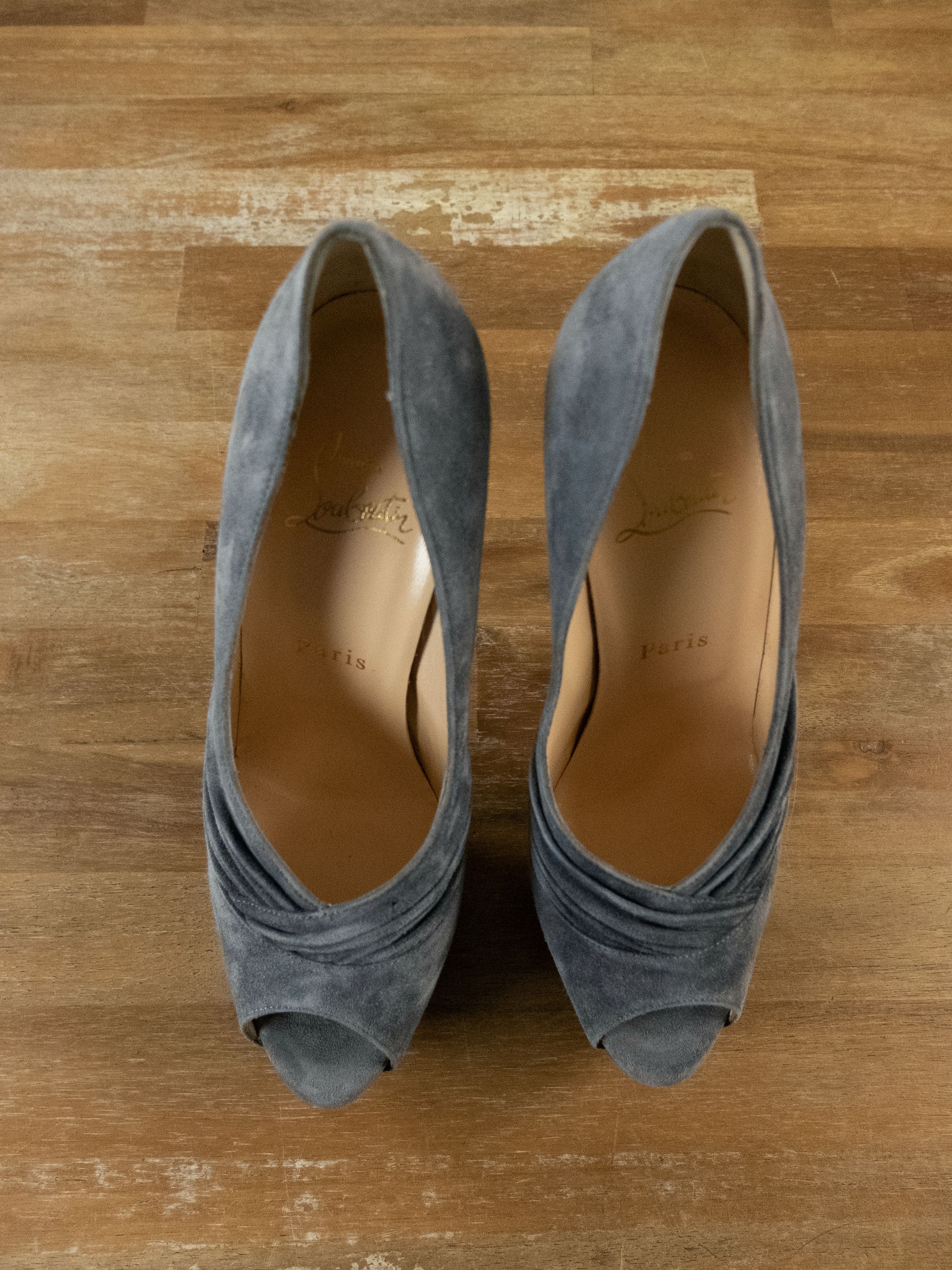 Christian Louboutin $945 CHRISTIAN LOUBOUTIN Drapadita gray suede platform pumps Size US 7.5 / IT 37.5 - 2 Thumbnail