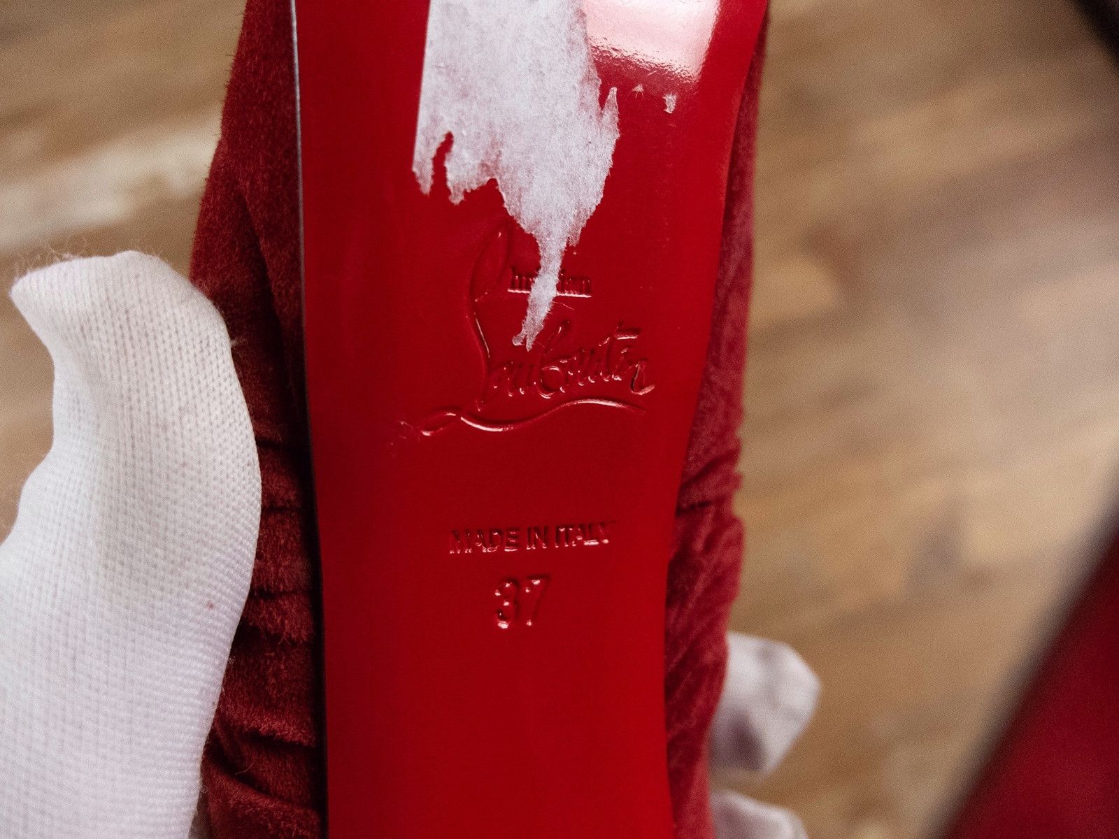 Christian Louboutin $945 CHRISTIAN LOUBOUTIN Drapadita red suede platform pumps Size US 7 / IT 37 - 8 Thumbnail