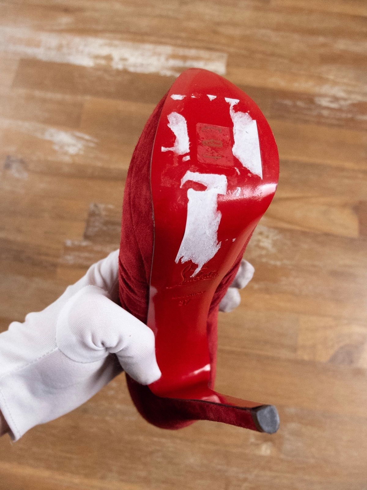Christian Louboutin $945 CHRISTIAN LOUBOUTIN Drapadita red suede platform pumps Size US 7 / IT 37 - 7 Thumbnail