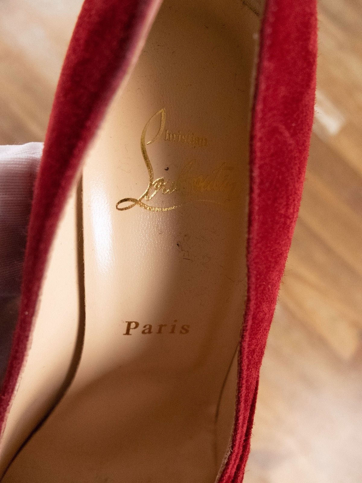 Christian Louboutin $945 CHRISTIAN LOUBOUTIN Drapadita red suede platform pumps Size US 7 / IT 37 - 4 Thumbnail