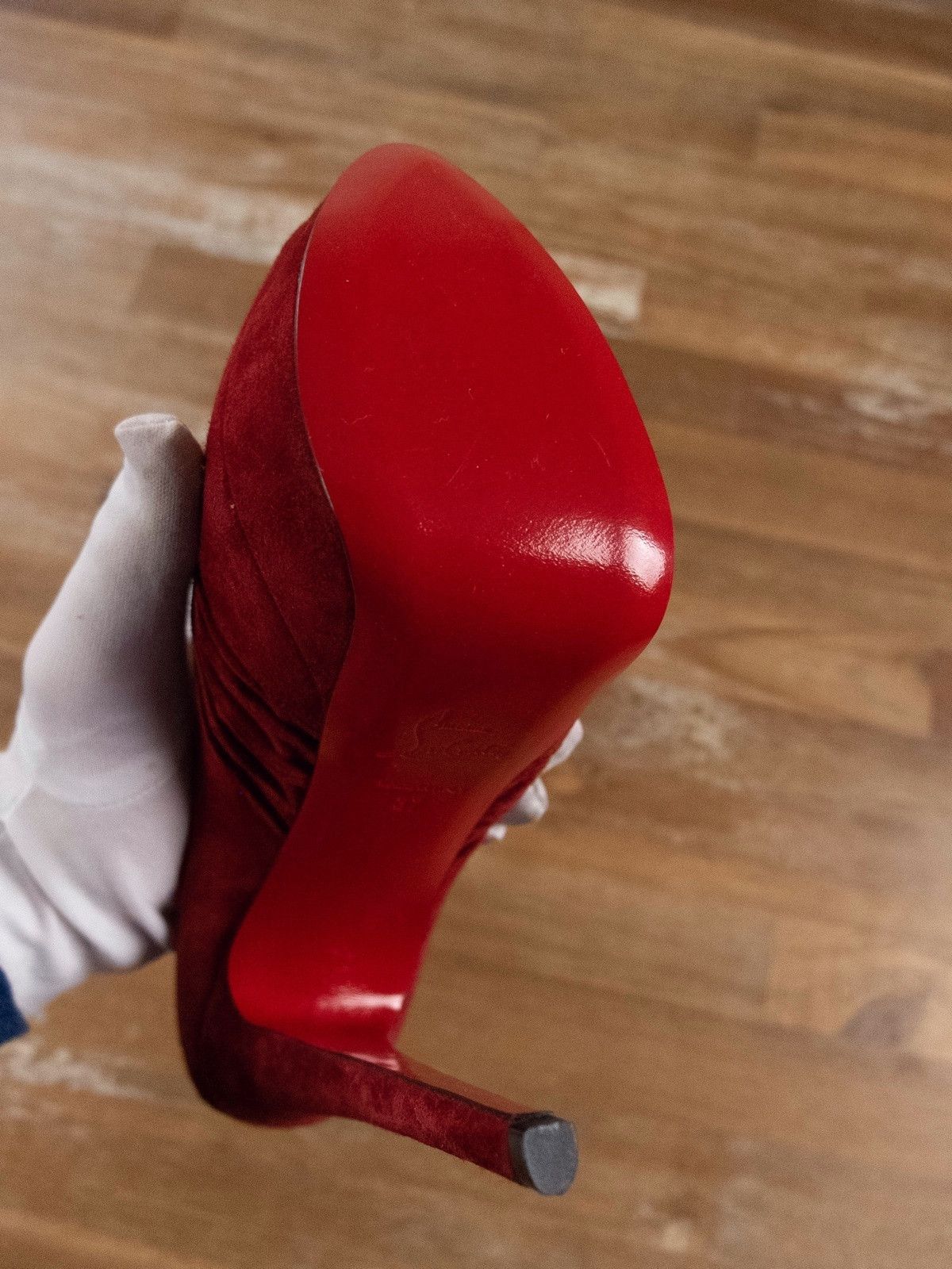 Christian Louboutin $945 CHRISTIAN LOUBOUTIN Drapadita red suede platform pumps Size US 7 / IT 37 - 9 Thumbnail
