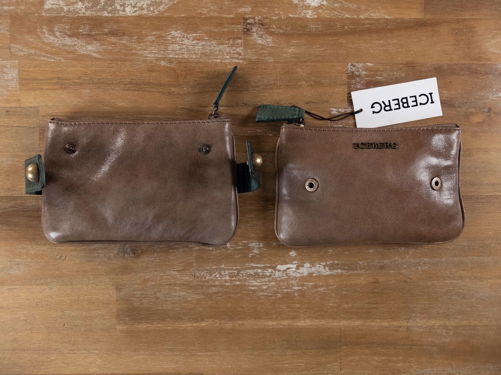 Iceberg ICEBERG brown green two-piece leather pouch purse wallet q Size ONE SIZE - 5 Thumbnail