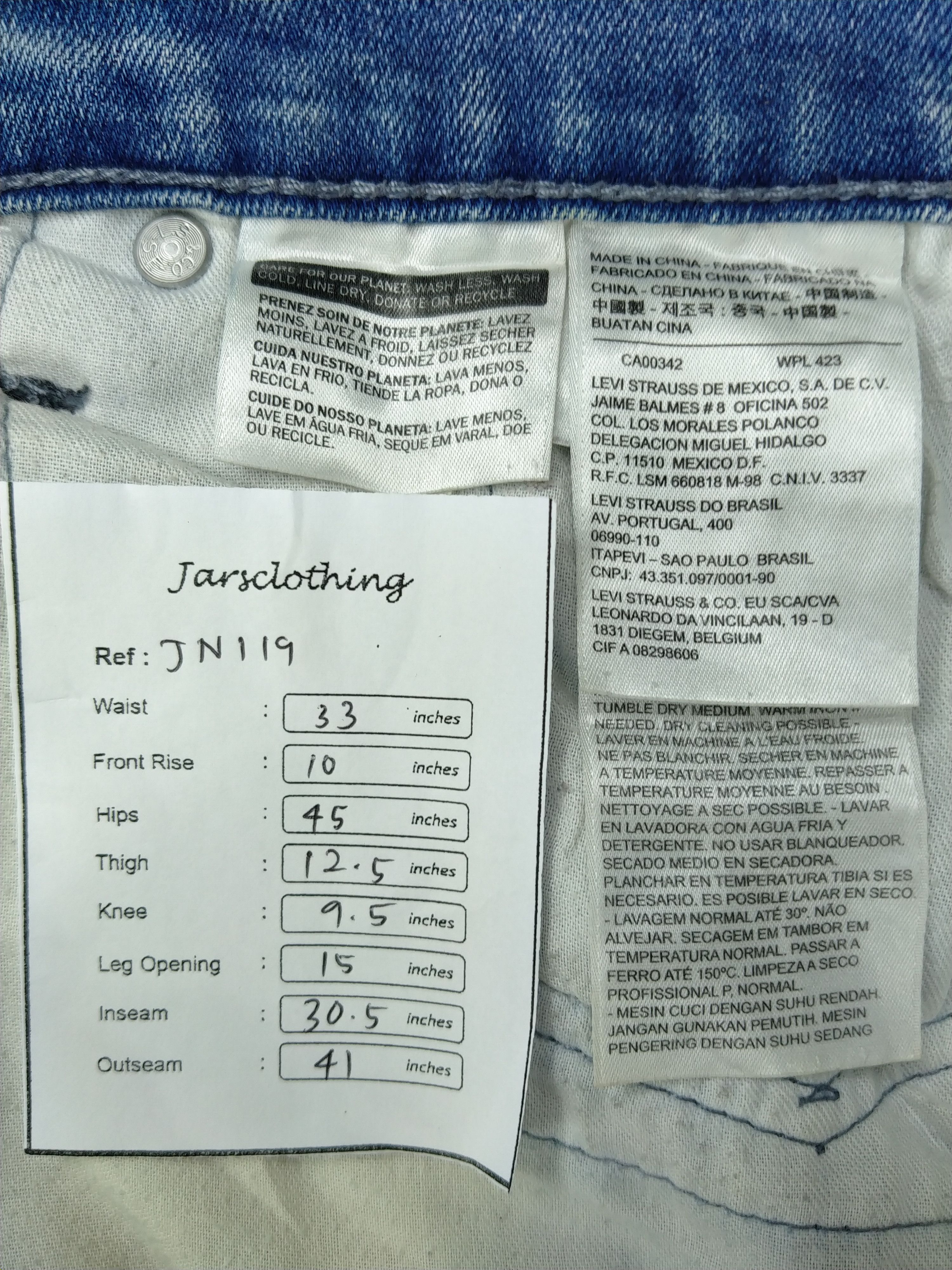 Levi's Light Wash Levi's 514 Single R Denim 33 x 30.5 -JN119 Size US 33 - 12 Thumbnail