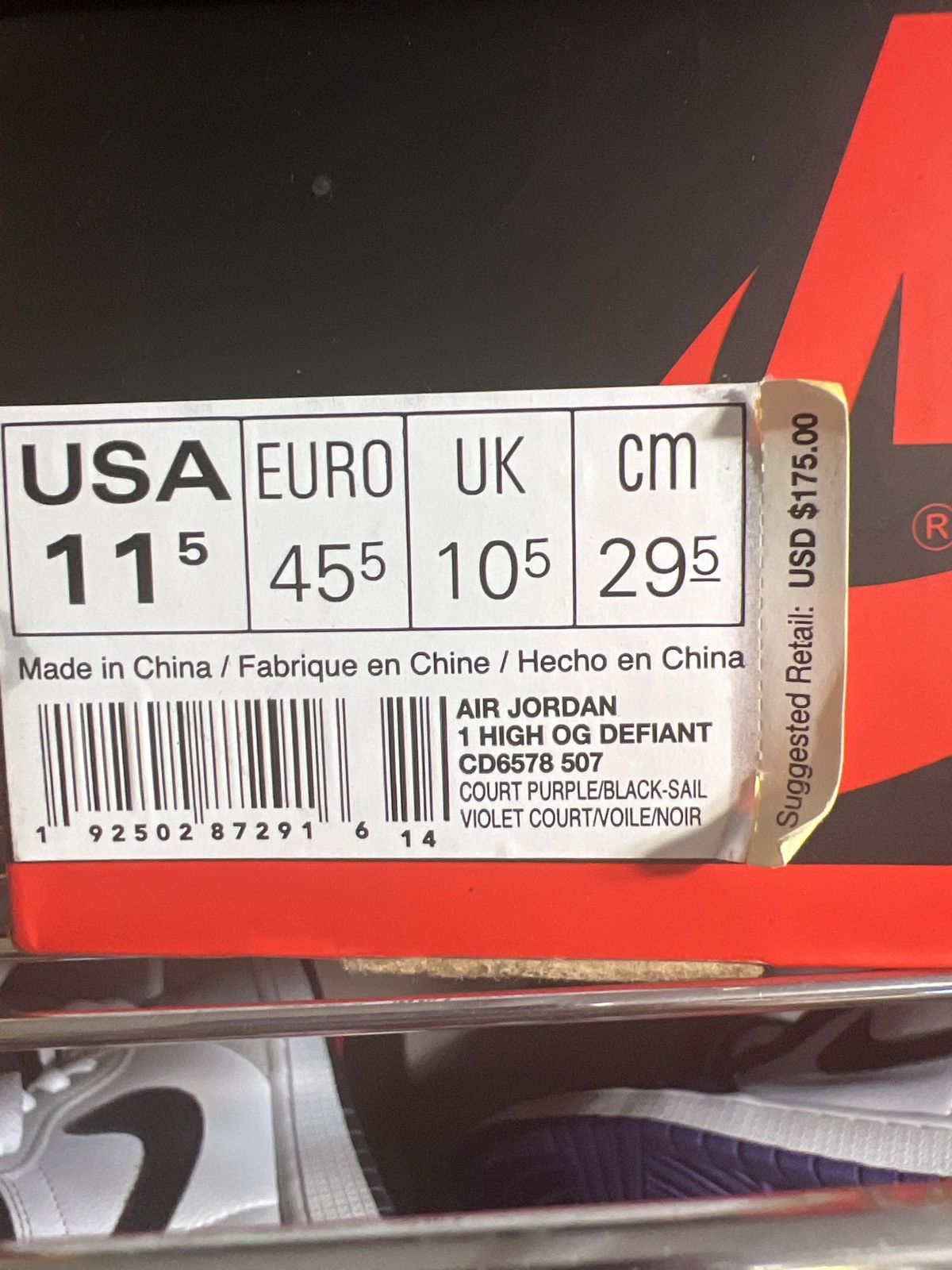 Jordan Brand × Nike Air Jordan 1 Retro High OG Court Purple 2018 Size US 11.5 / EU 44-45 - 7 Thumbnail