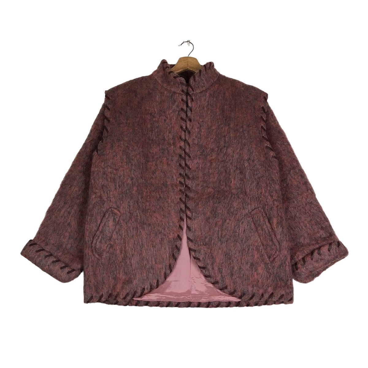 Japanese Brand Japanese Designer Rose Wool Leather Stitches Jacket Size ONE SIZE - 1 Thumbnail