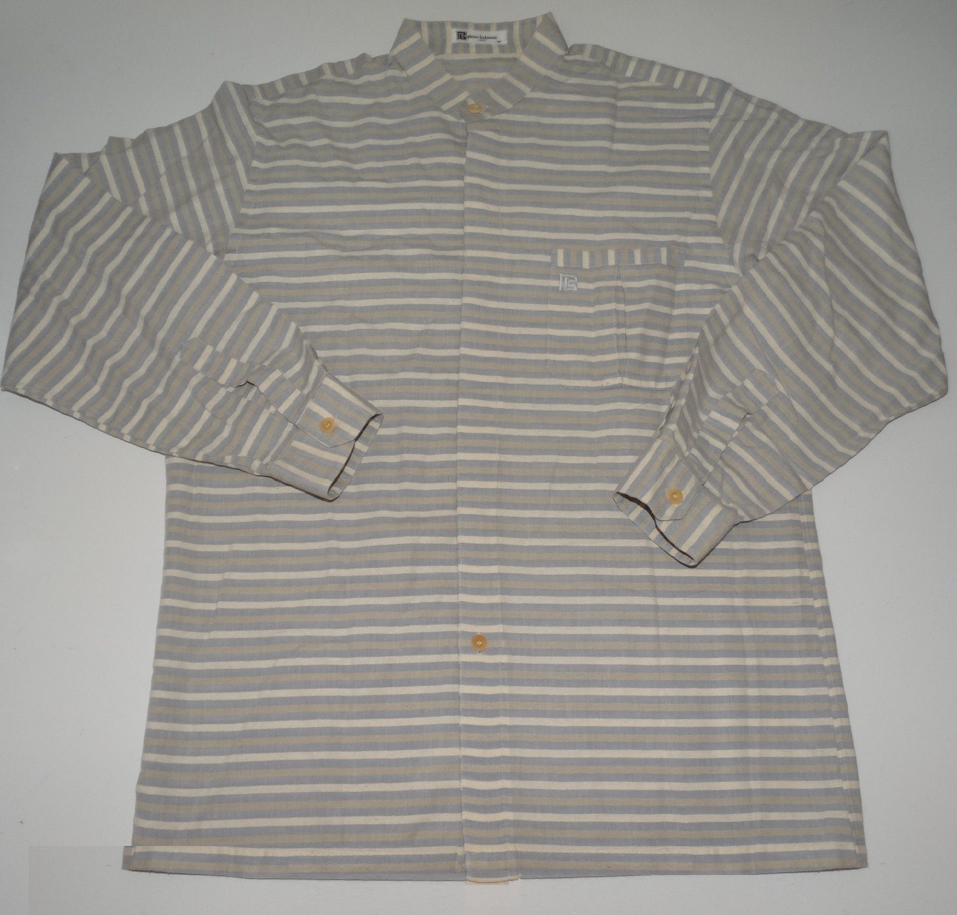 Balmain × Pierre Balmain U11 Balmain vintage mao neck pocket shirt Stripes striped Size US M / EU 48-50 / 2 - 2 Thumbnail