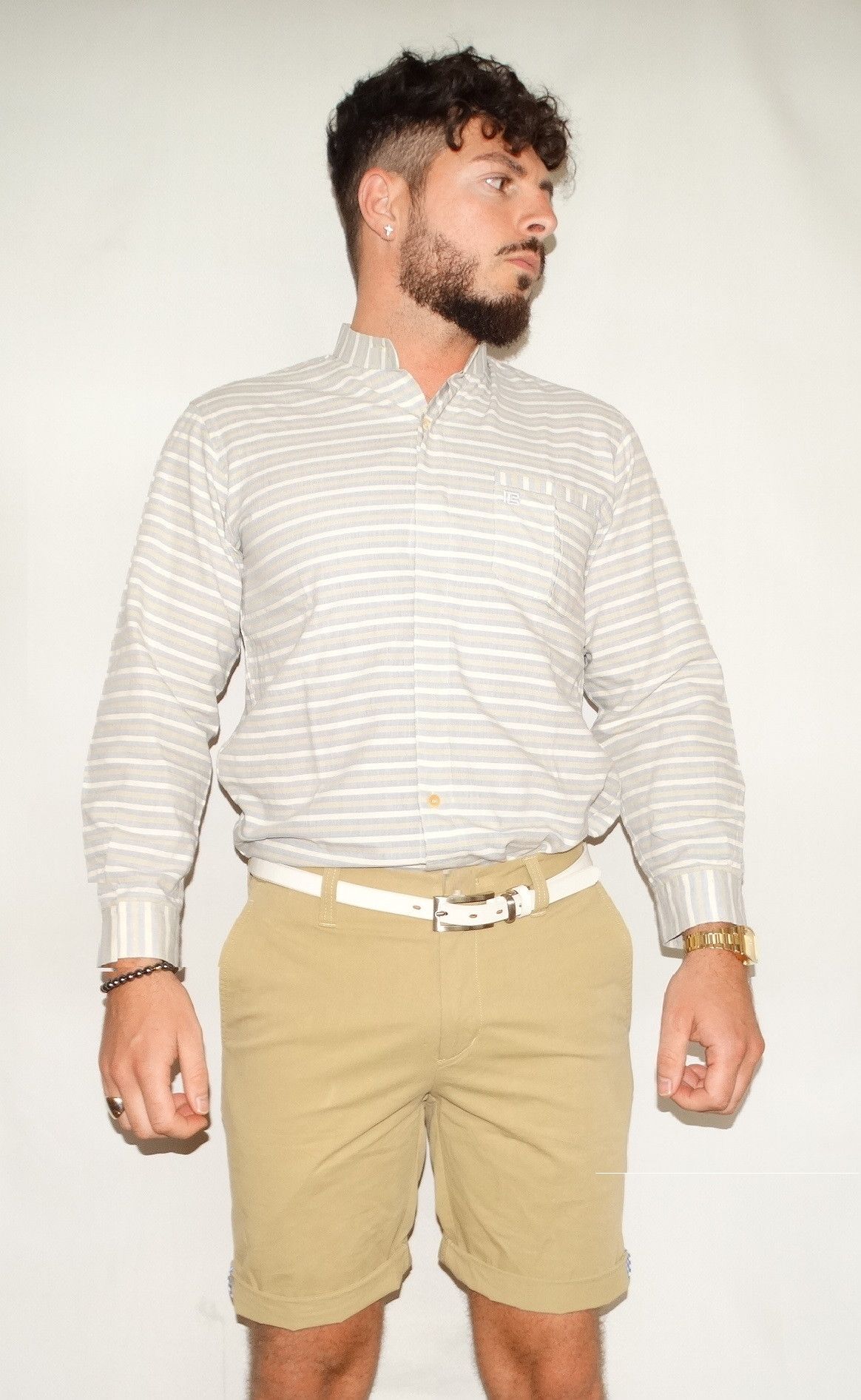 Balmain × Pierre Balmain U11 Balmain vintage mao neck pocket shirt Stripes striped Size US M / EU 48-50 / 2 - 4 Thumbnail